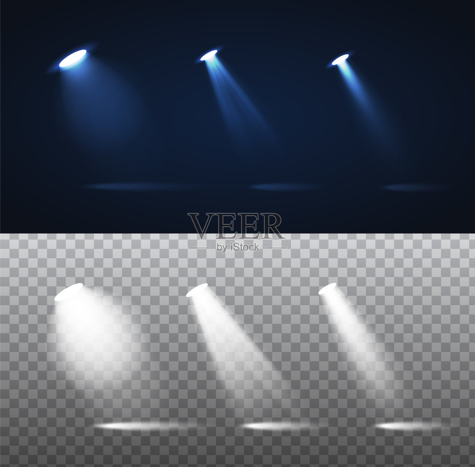 一套高质量的现实运动灯光为您的设计。孤立的向量元素设计元素图片