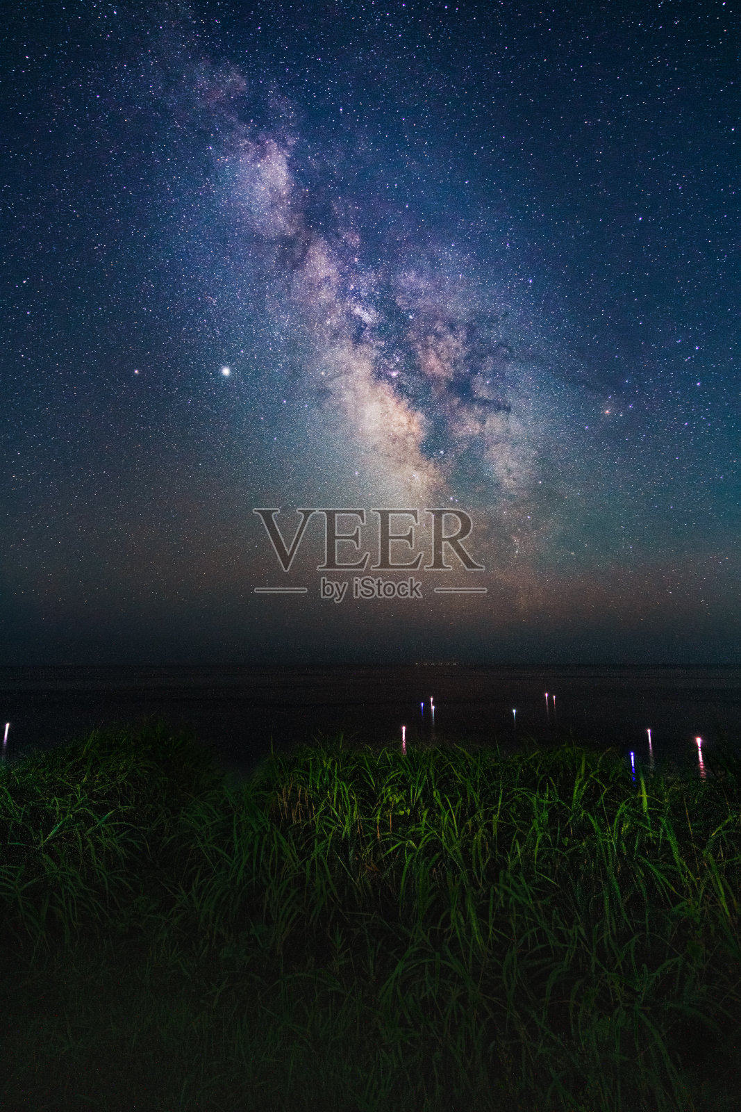 夏天公园里的银河天空照片摄影图片