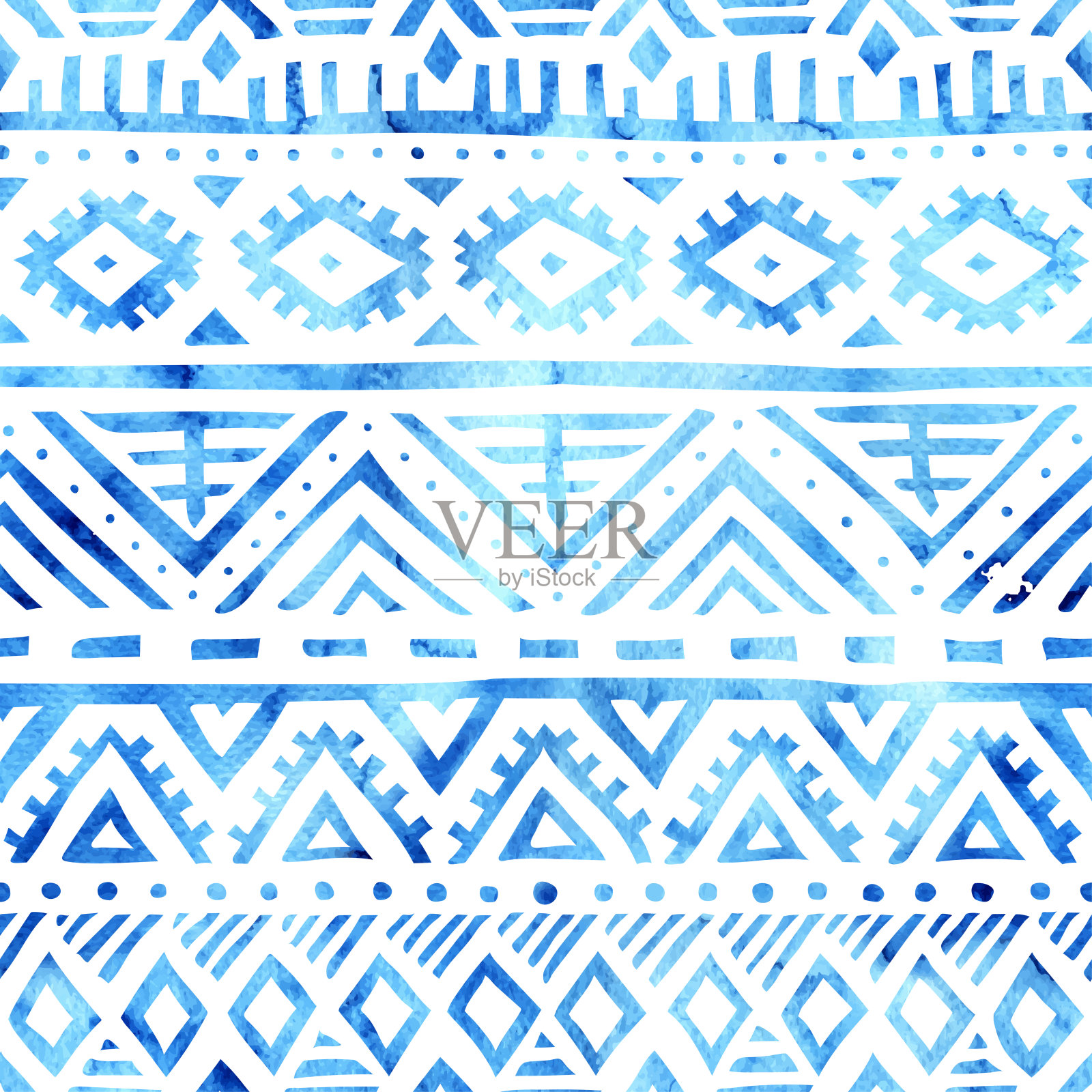 无缝水彩部落图案。插画图片素材