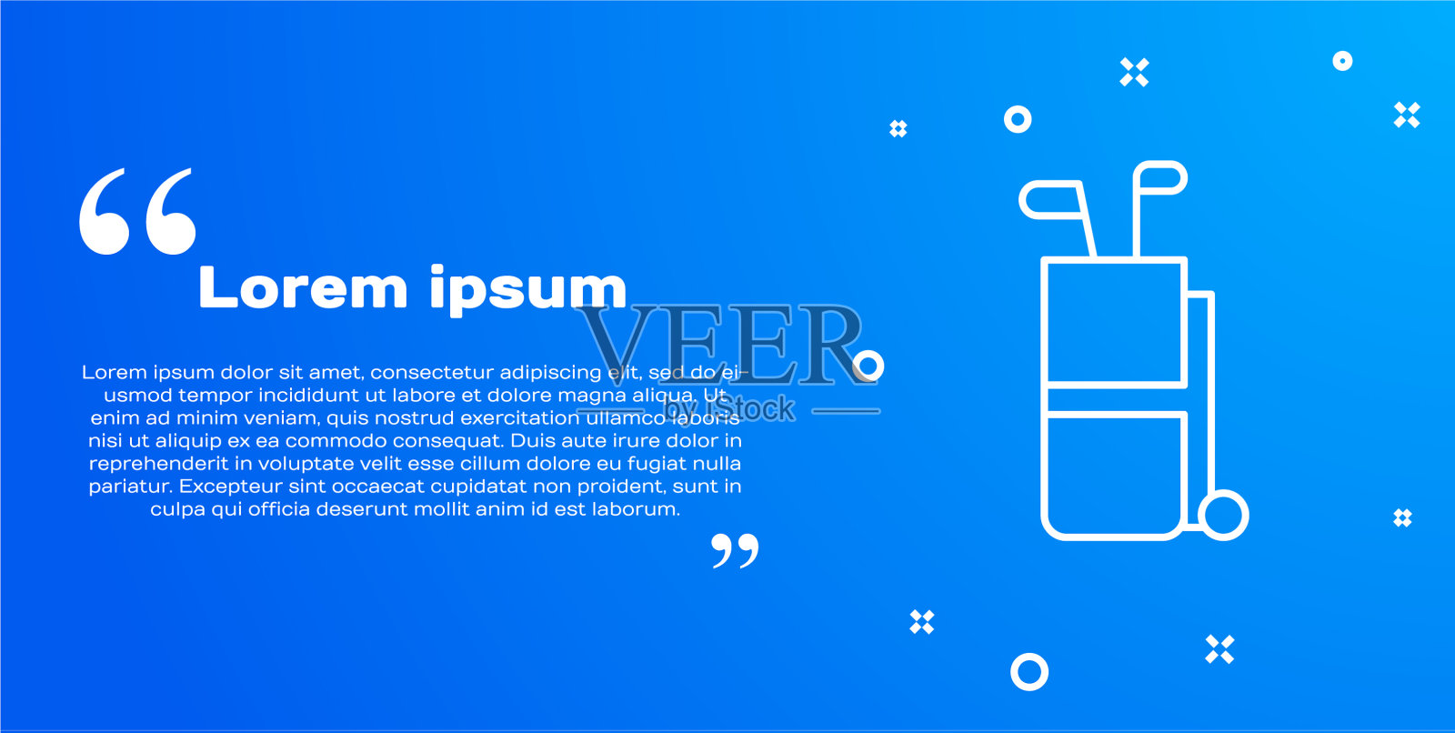 白色线高尔夫球袋与俱乐部图标孤立上插画图片素材