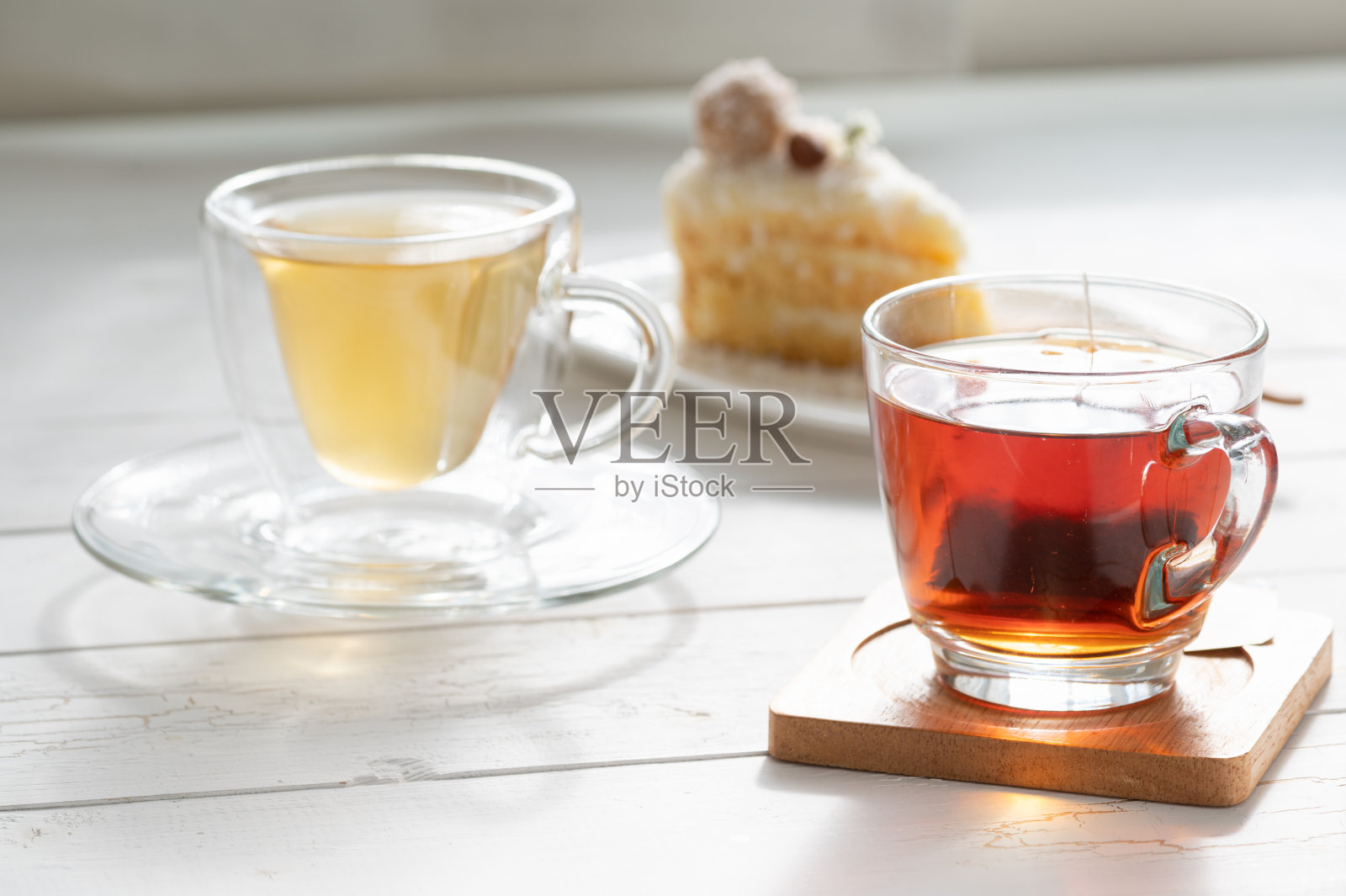 椰饼配下午茶照片摄影图片