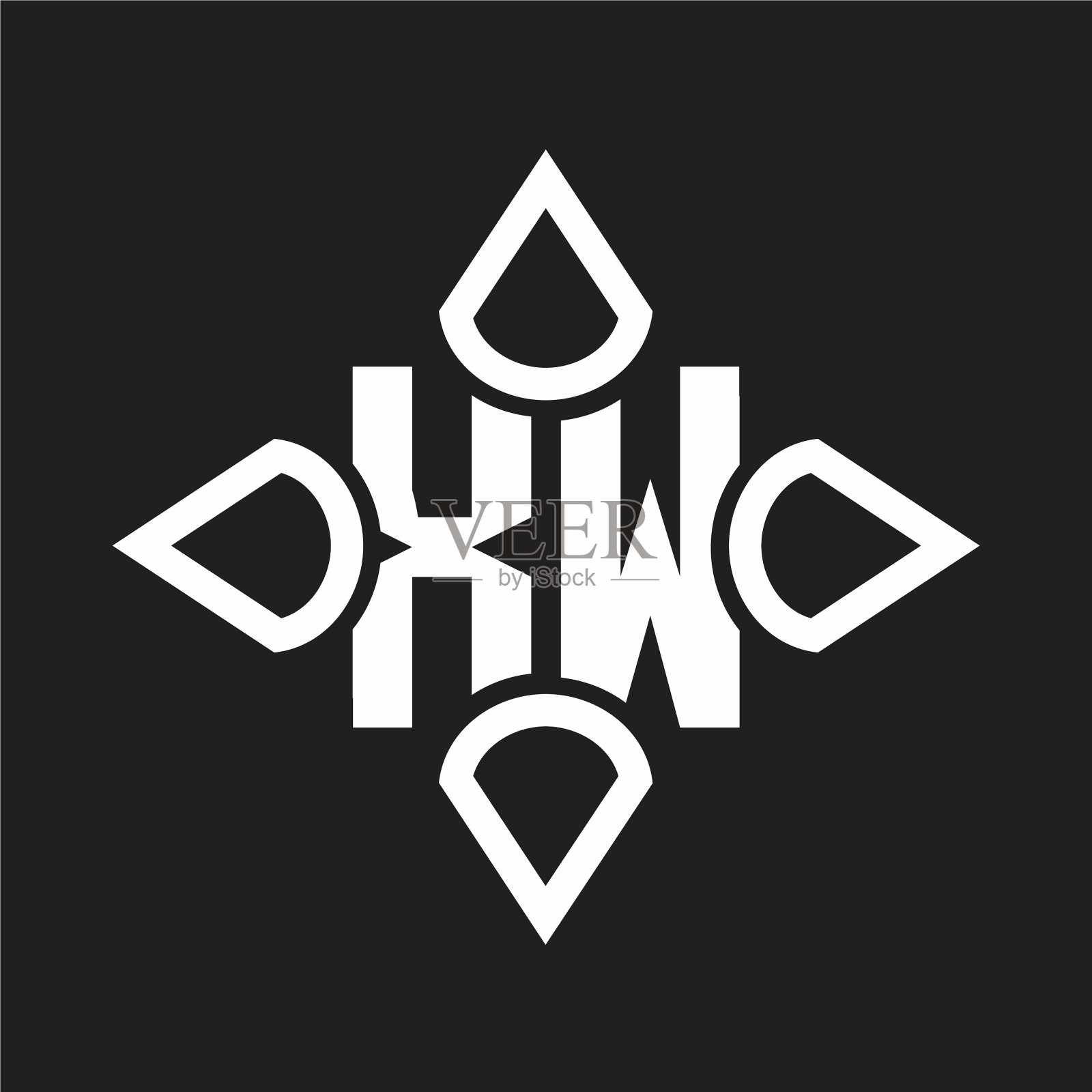 Xw标志用四个圆锥体交织而成插画图片素材