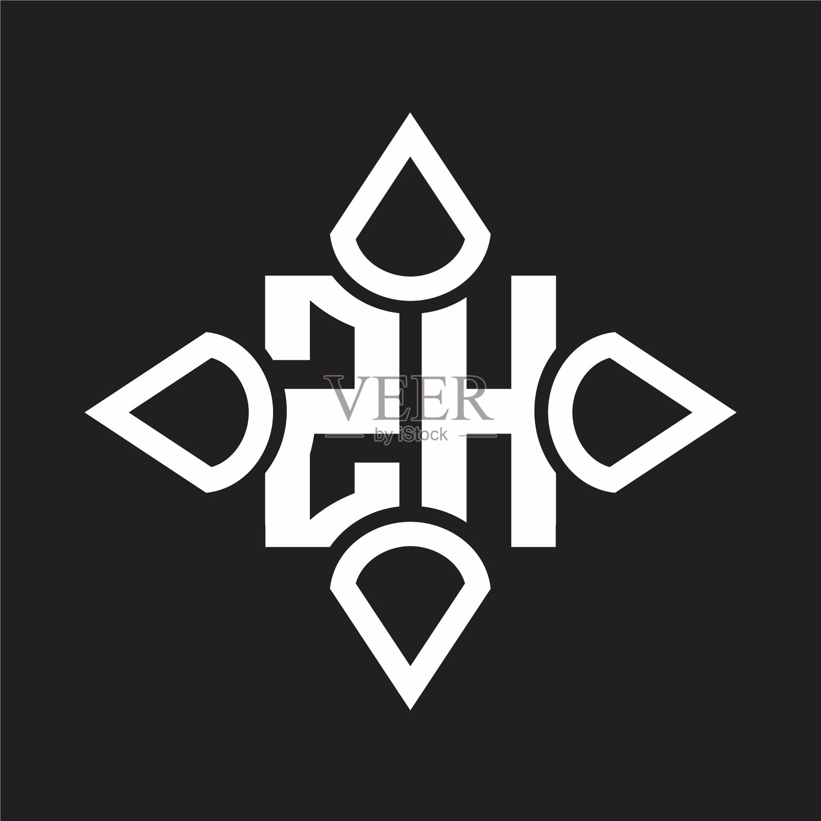 Zh标志由四个圆锥体交织而成插画图片素材