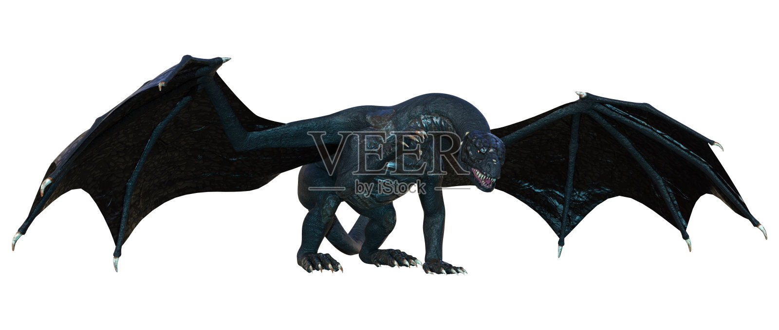 3D插图幻想龙在白色照片摄影图片