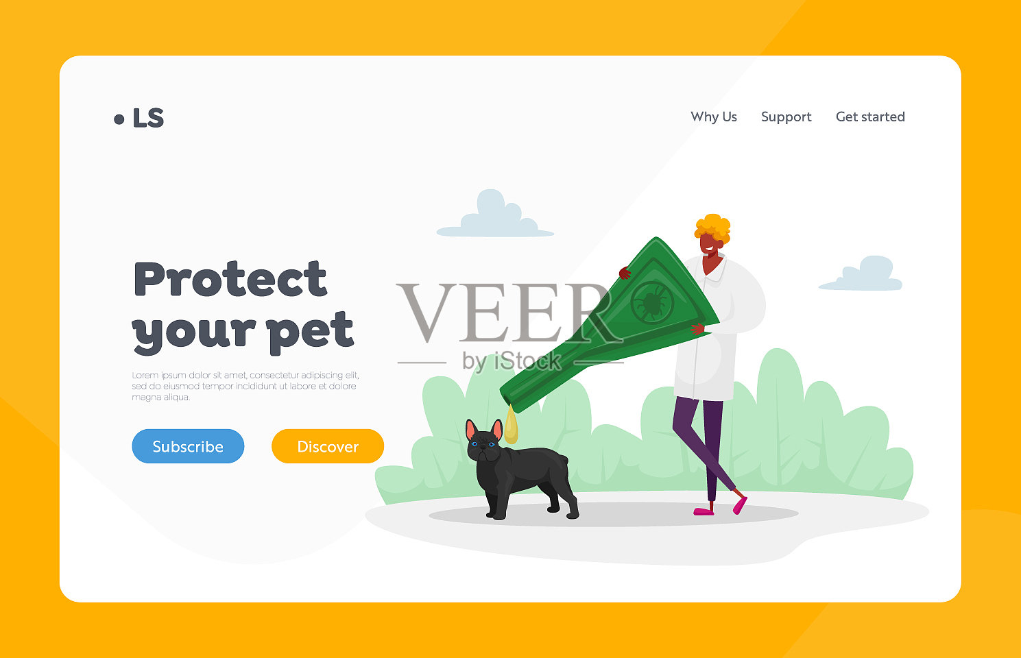 家畜寄生虫保护登陆页面插画图片素材