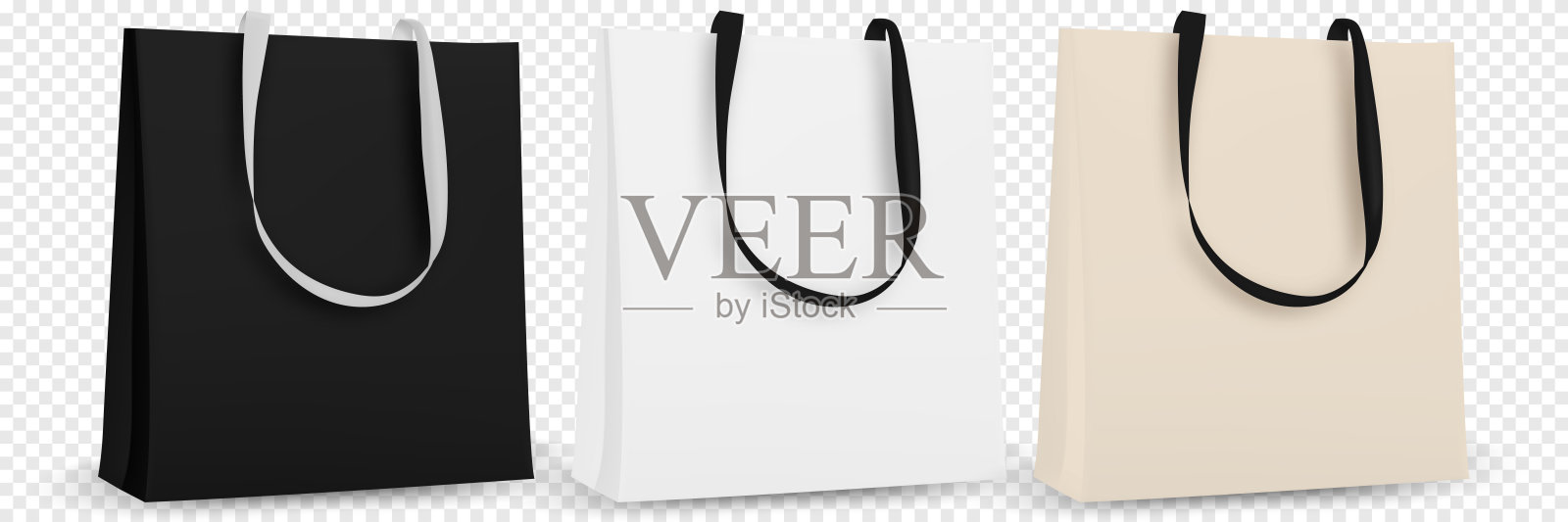 购物袋孤立。棉花生态手提袋空白模板。空白生态模板,袋模型。矢量插图孤立。插画图片素材