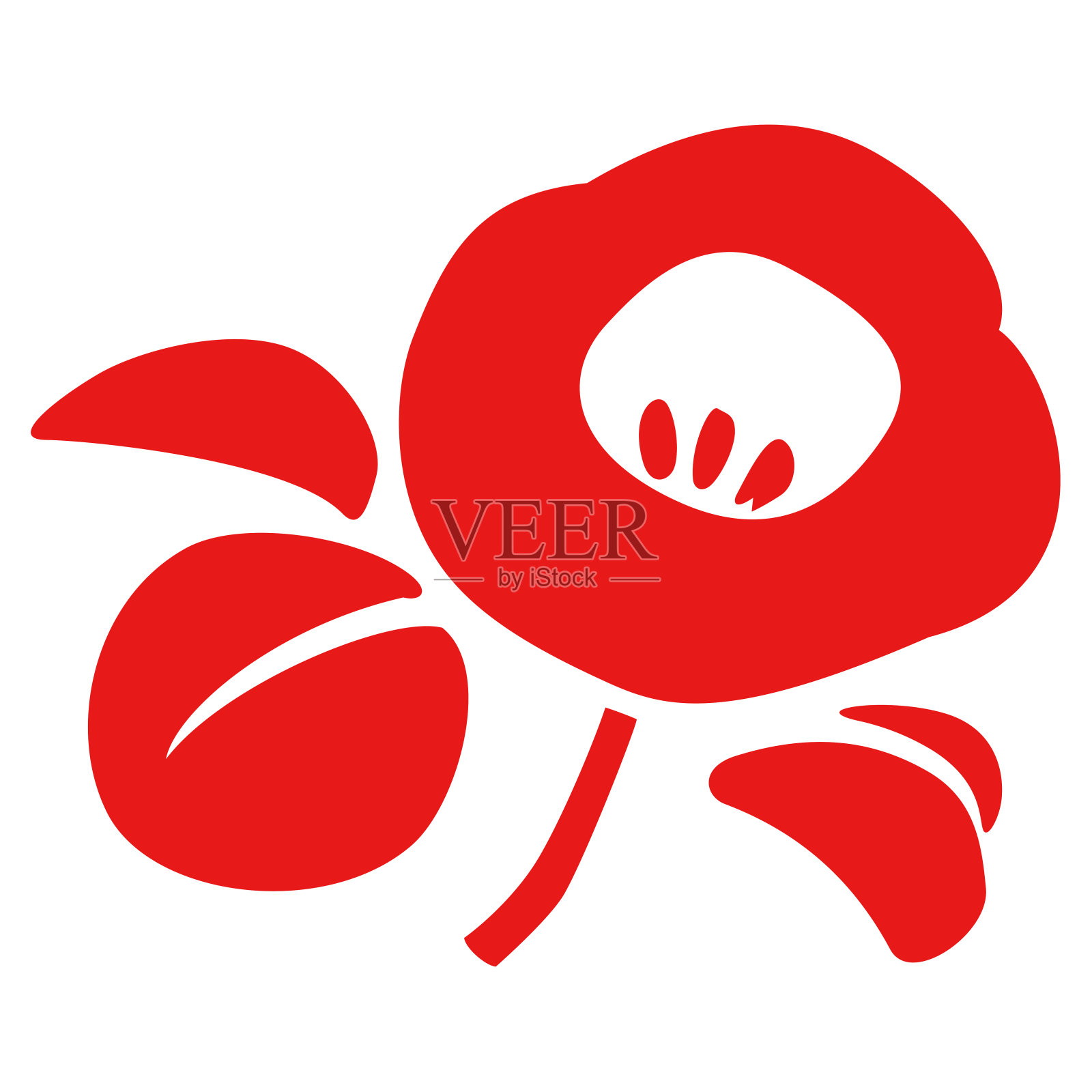 茶花,日本印章设计,邮票插画图片素材