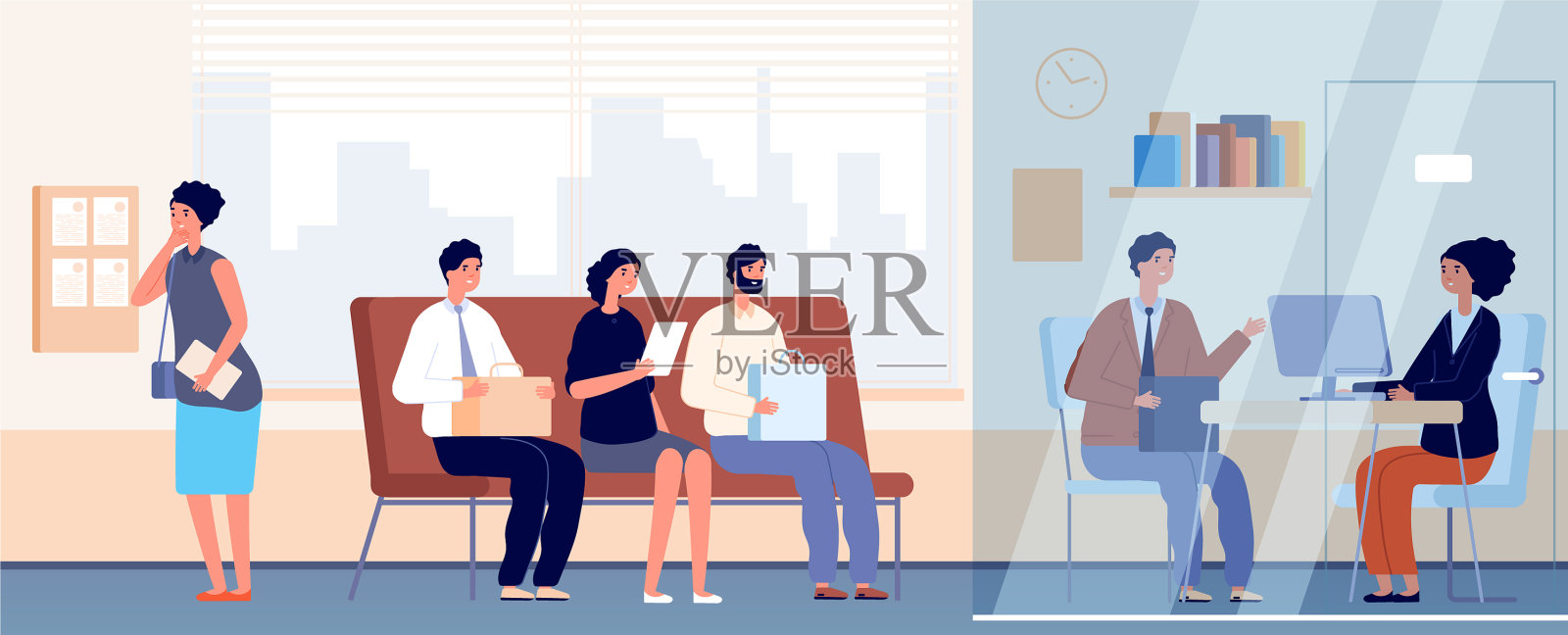 办公室职业招聘的面试插画图片素材