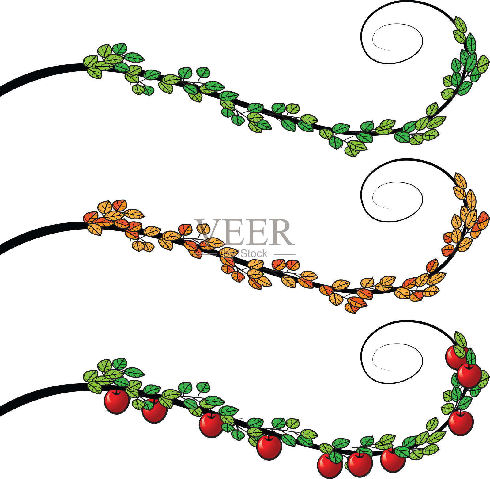 向量苹果树边界背景插画图片素材