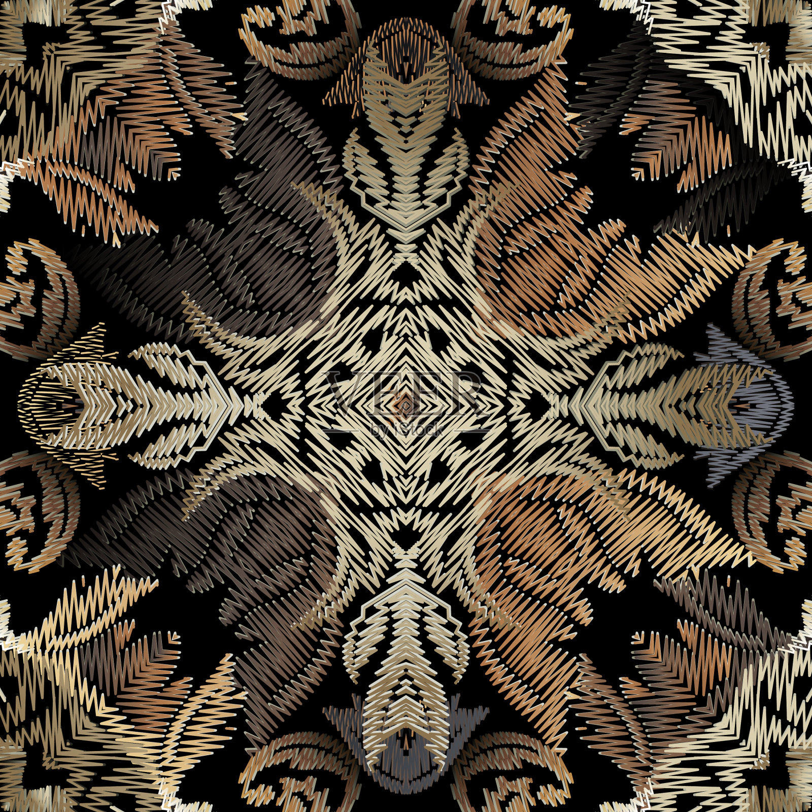 巴洛克式刺绣花无缝图案插画图片素材