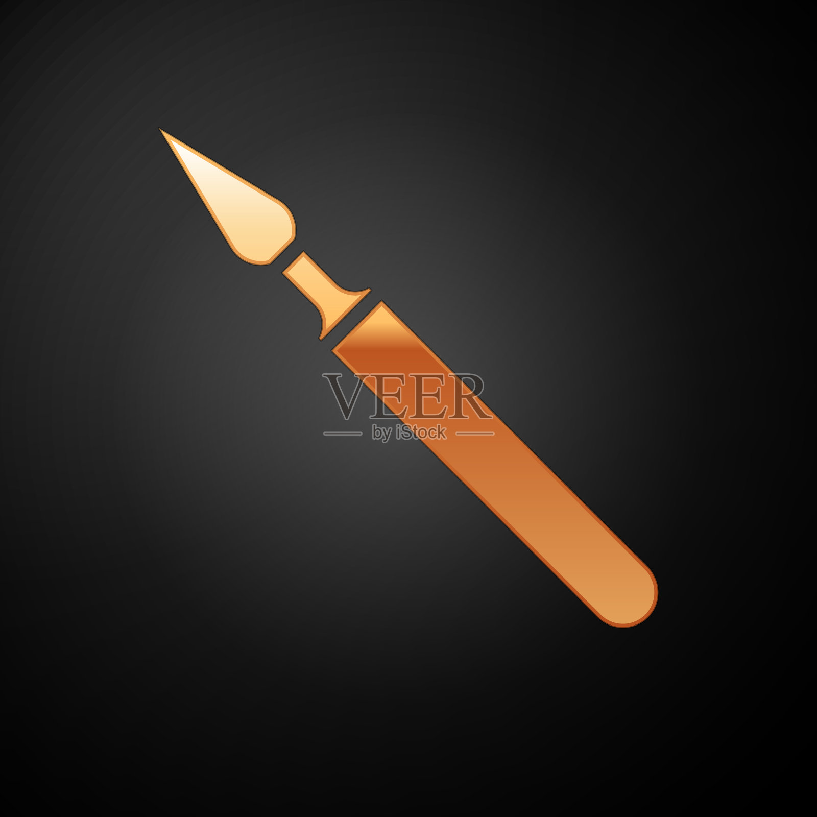 金色医用手术刀工具图标隔离上插画图片素材