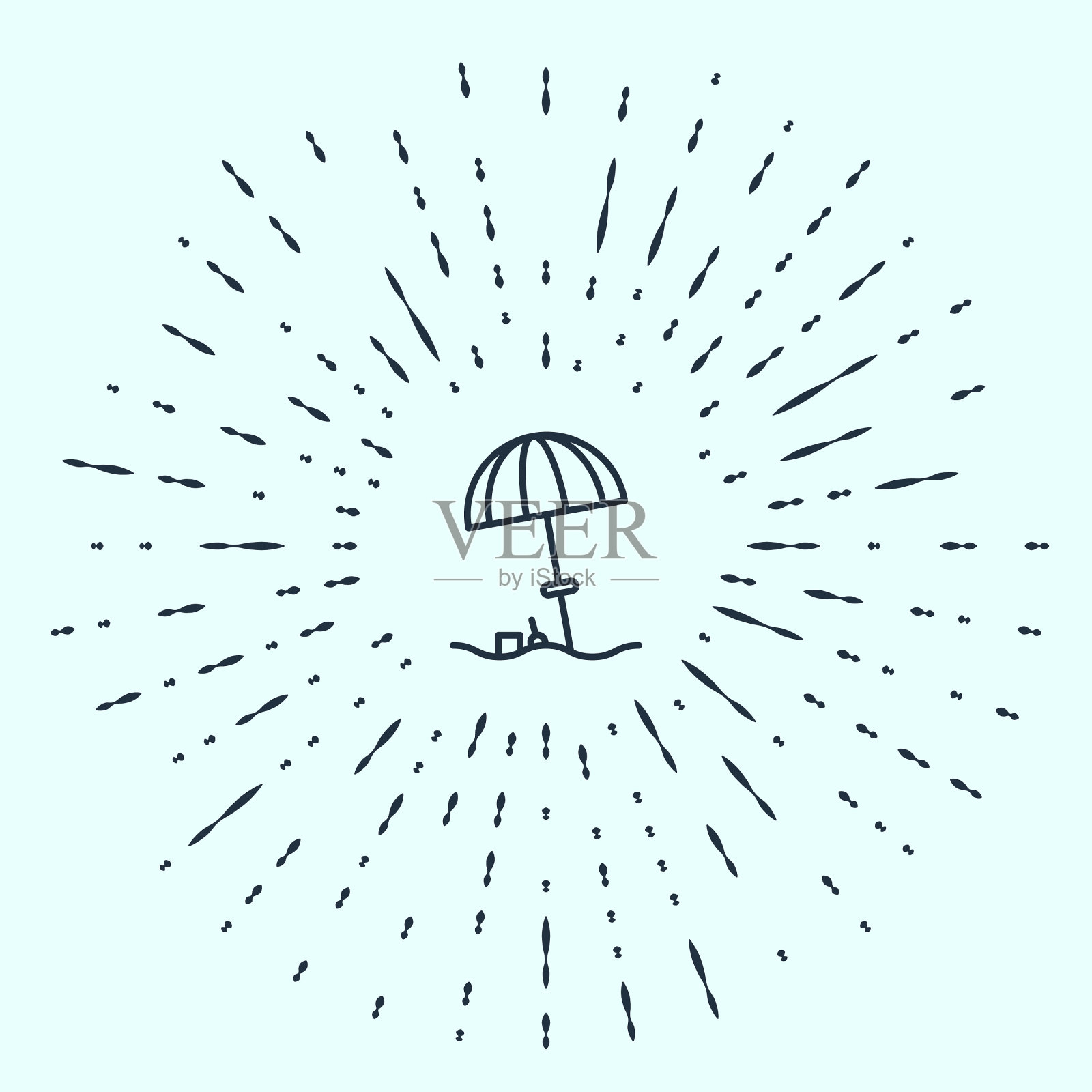 黑线太阳保护伞为海滩图标插画图片素材