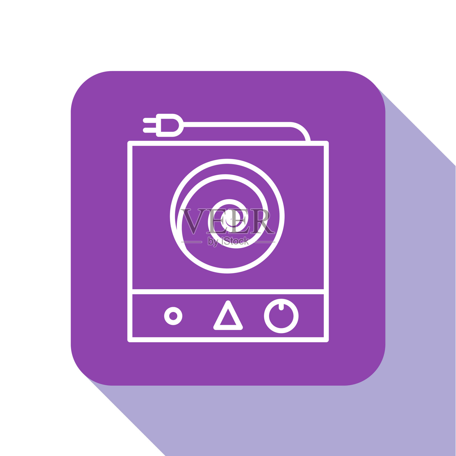 白线电炉图标隔离在白色上插画图片素材