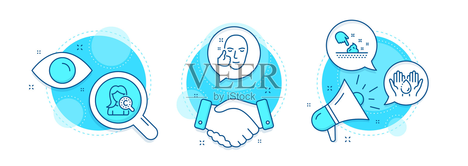 胶原蛋白皮肤健康面部和洗手图标插画图片素材