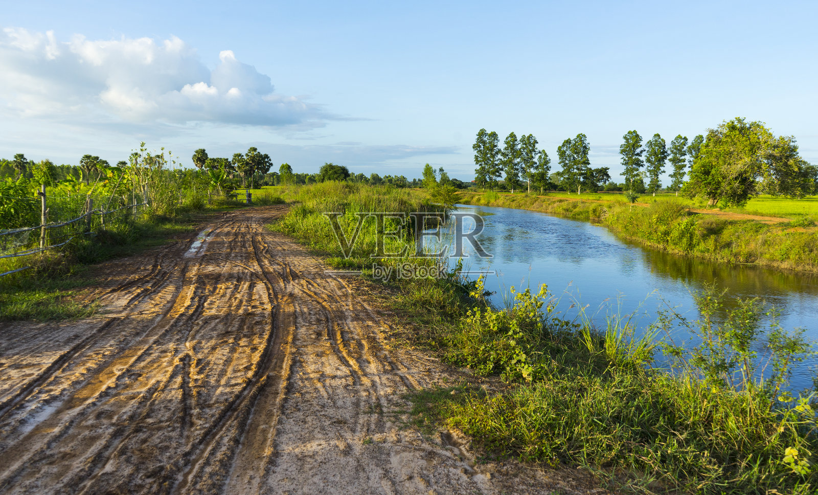 泥土路上有水照片摄影图片