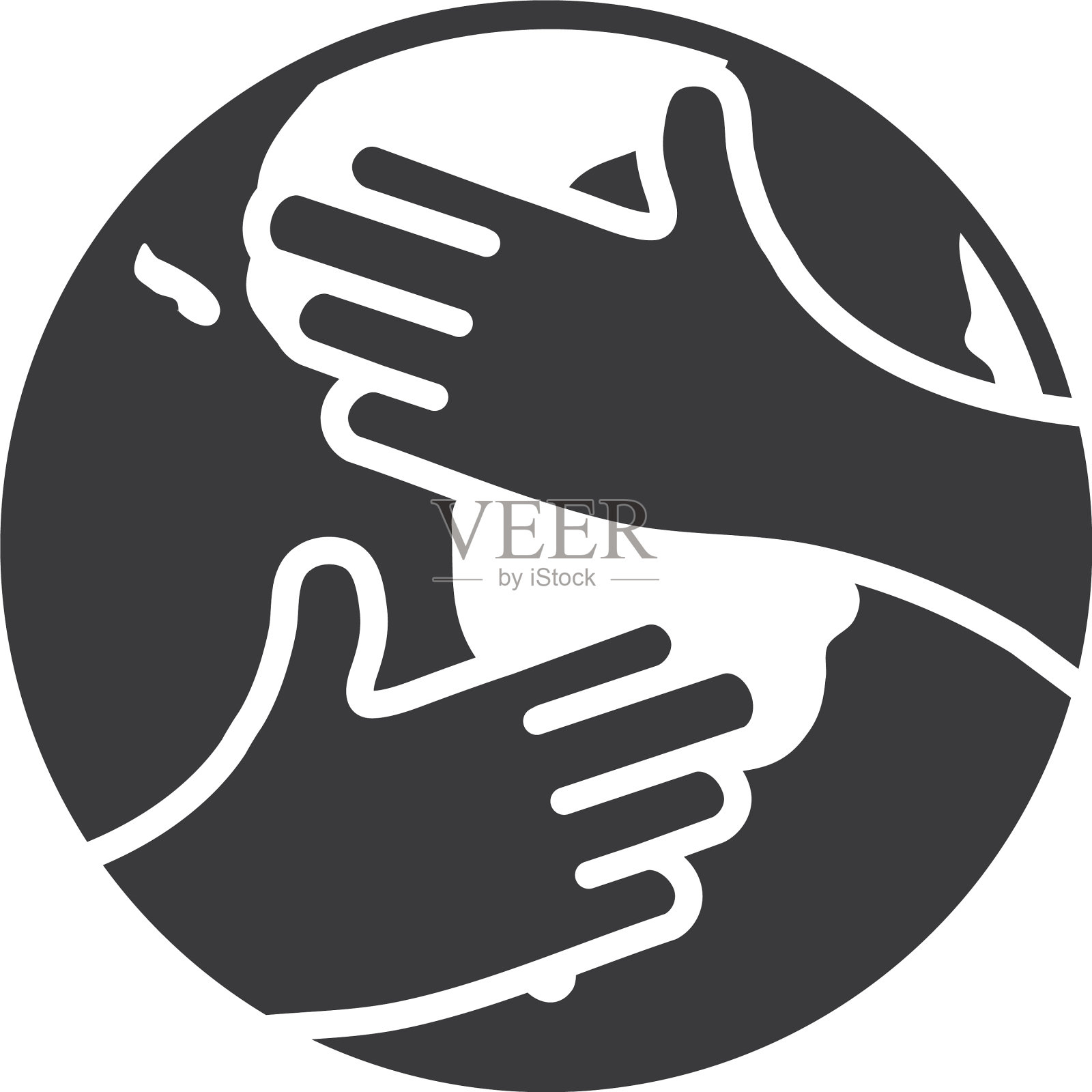 双手拥抱地球星球剪影风格设计元素图片