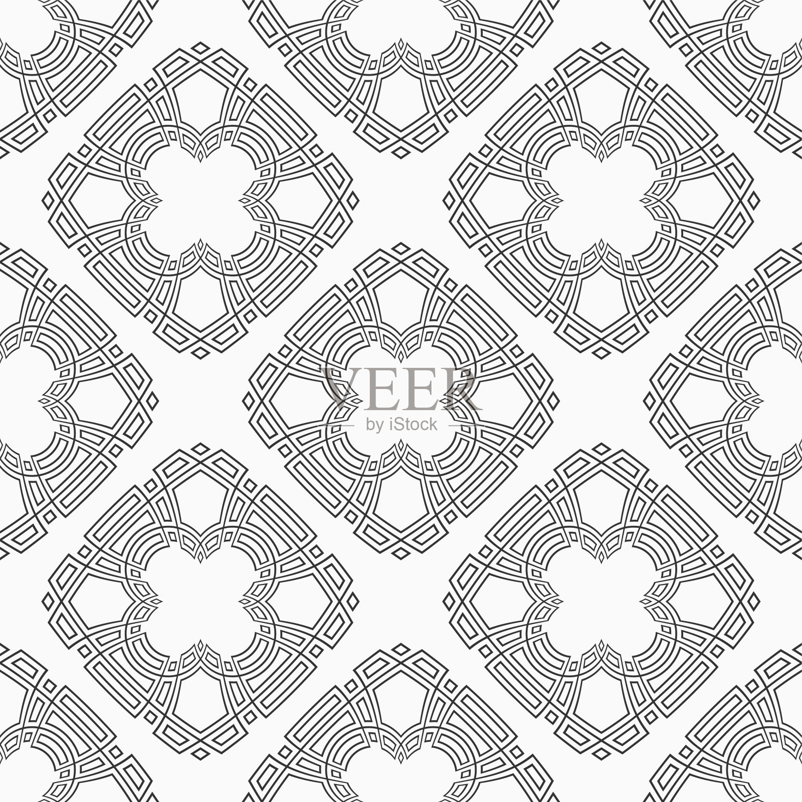 具有对称几何形状的抽象无缝图案。重复的瓷砖,点缀插画图片素材