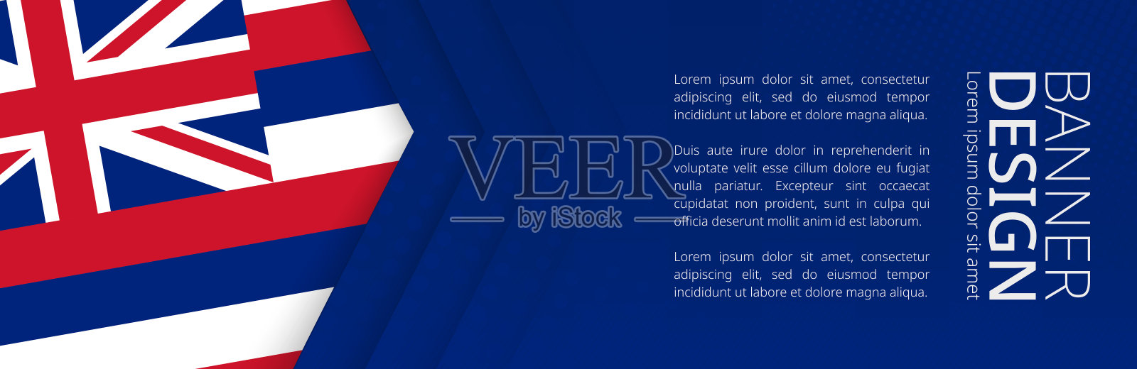 横幅模板与美国夏威夷州旗为广告旅游,商务和其他。插画图片素材