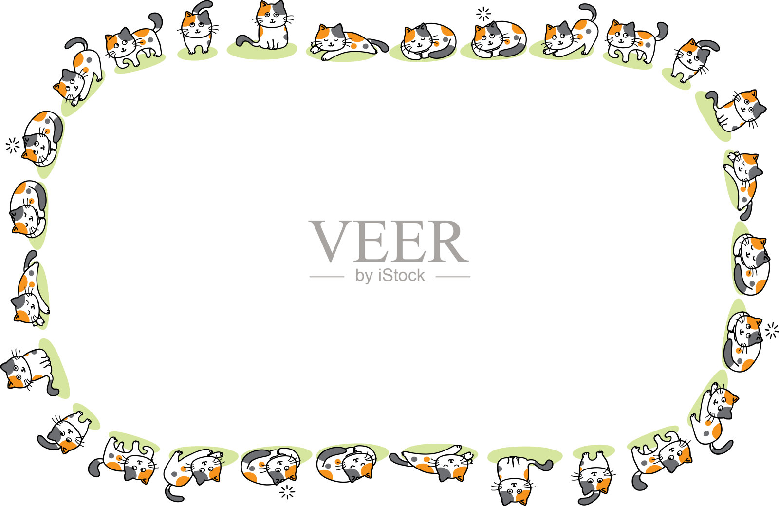 矢量卡通猫背景边框插画图片素材
