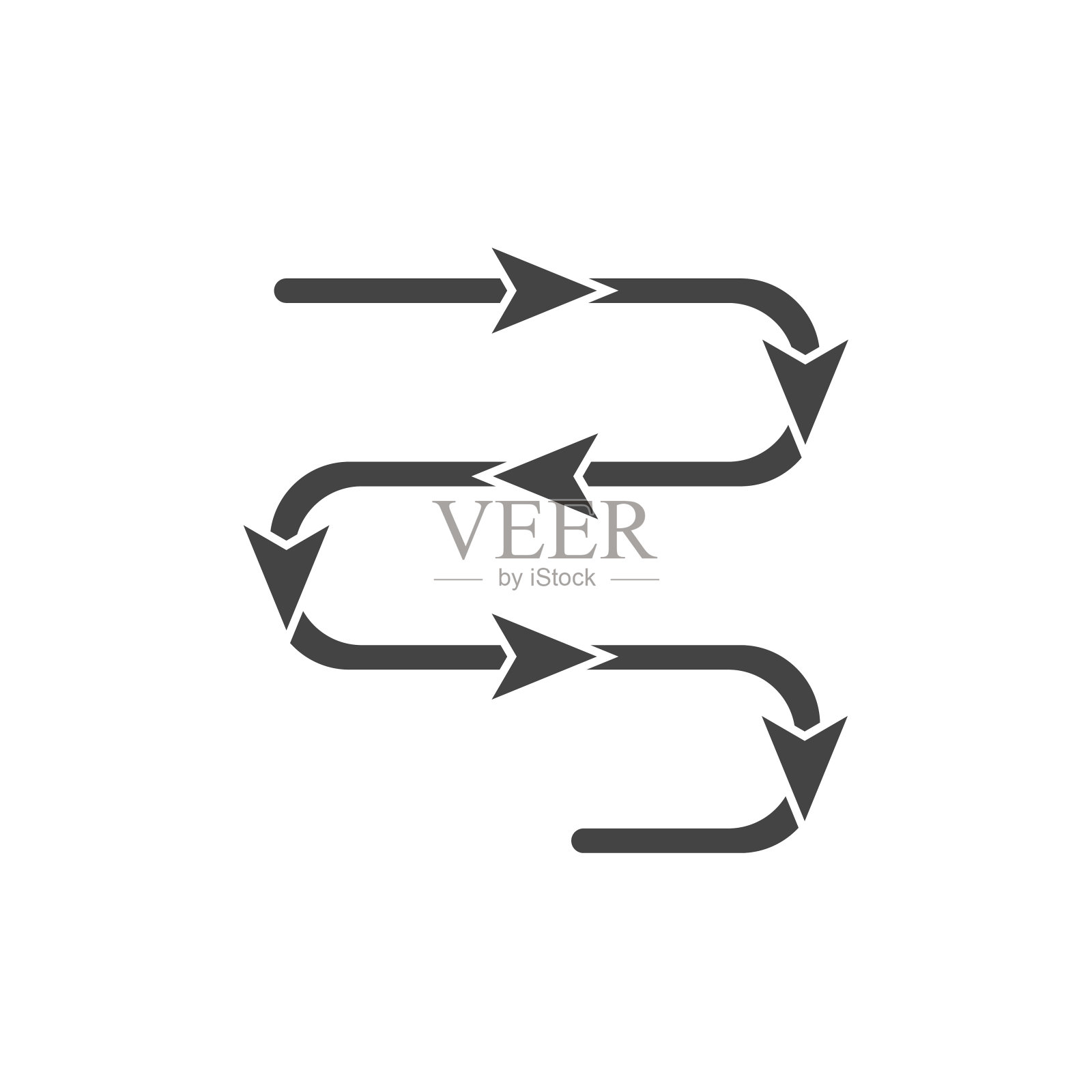 矢量路径图标与方向指示箭头卡通风格上的白色孤立背景。图标素材