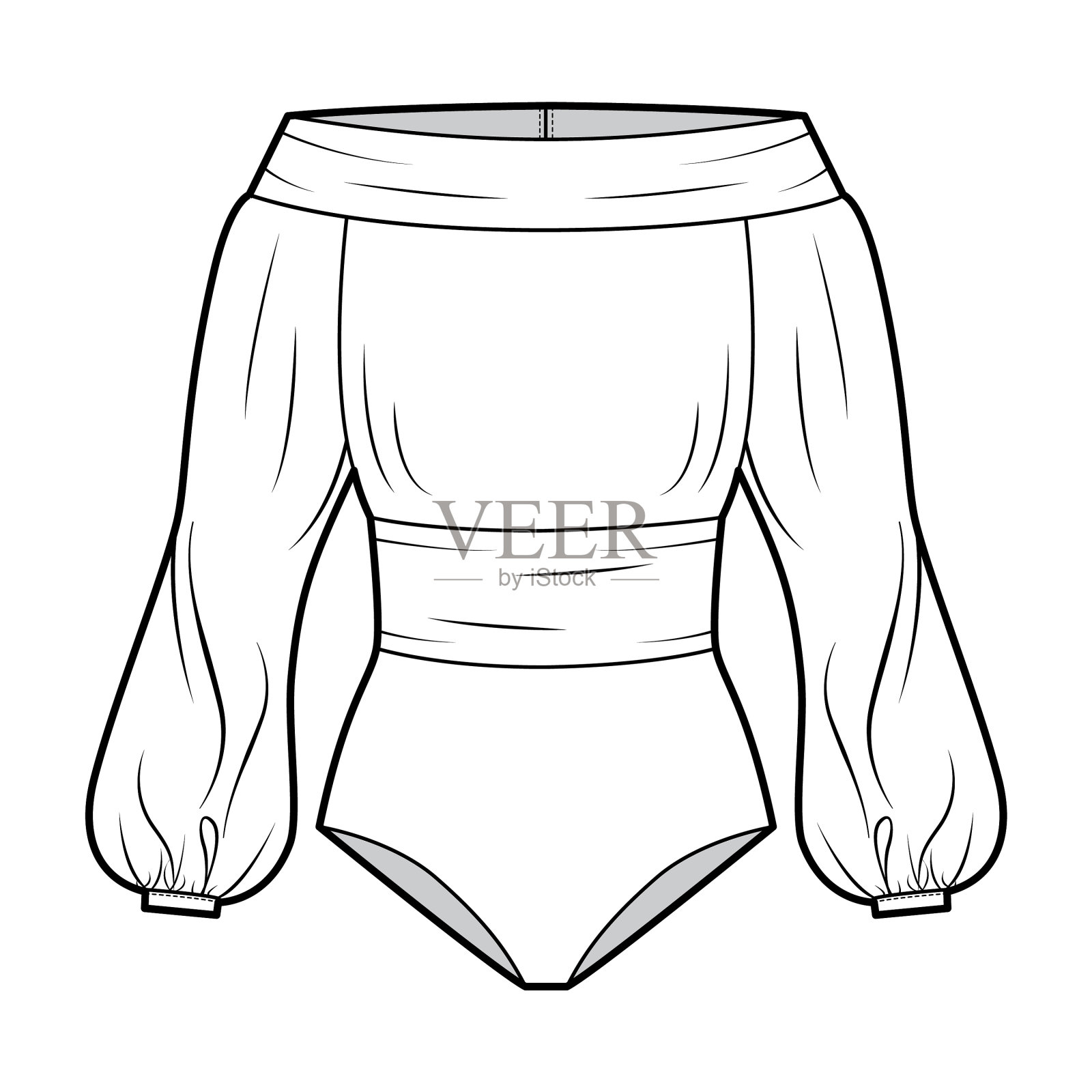 露肩紧身衣技术时尚插画图片素材