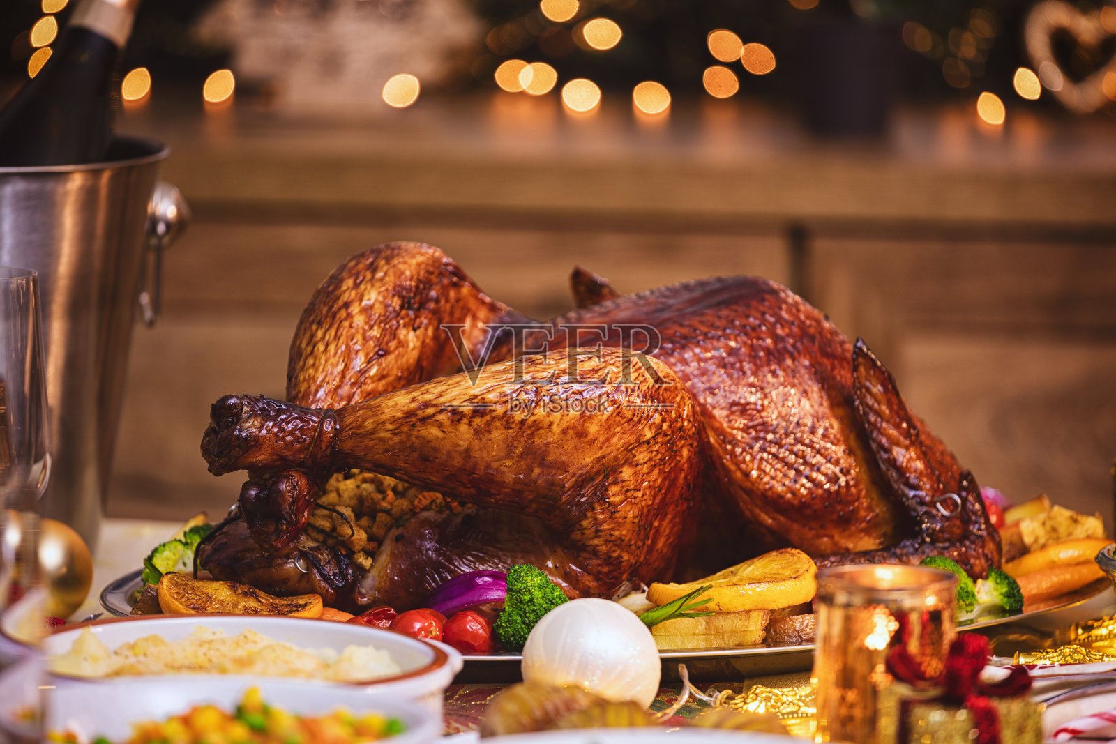 传统圣诞火鸡配菜照片摄影图片