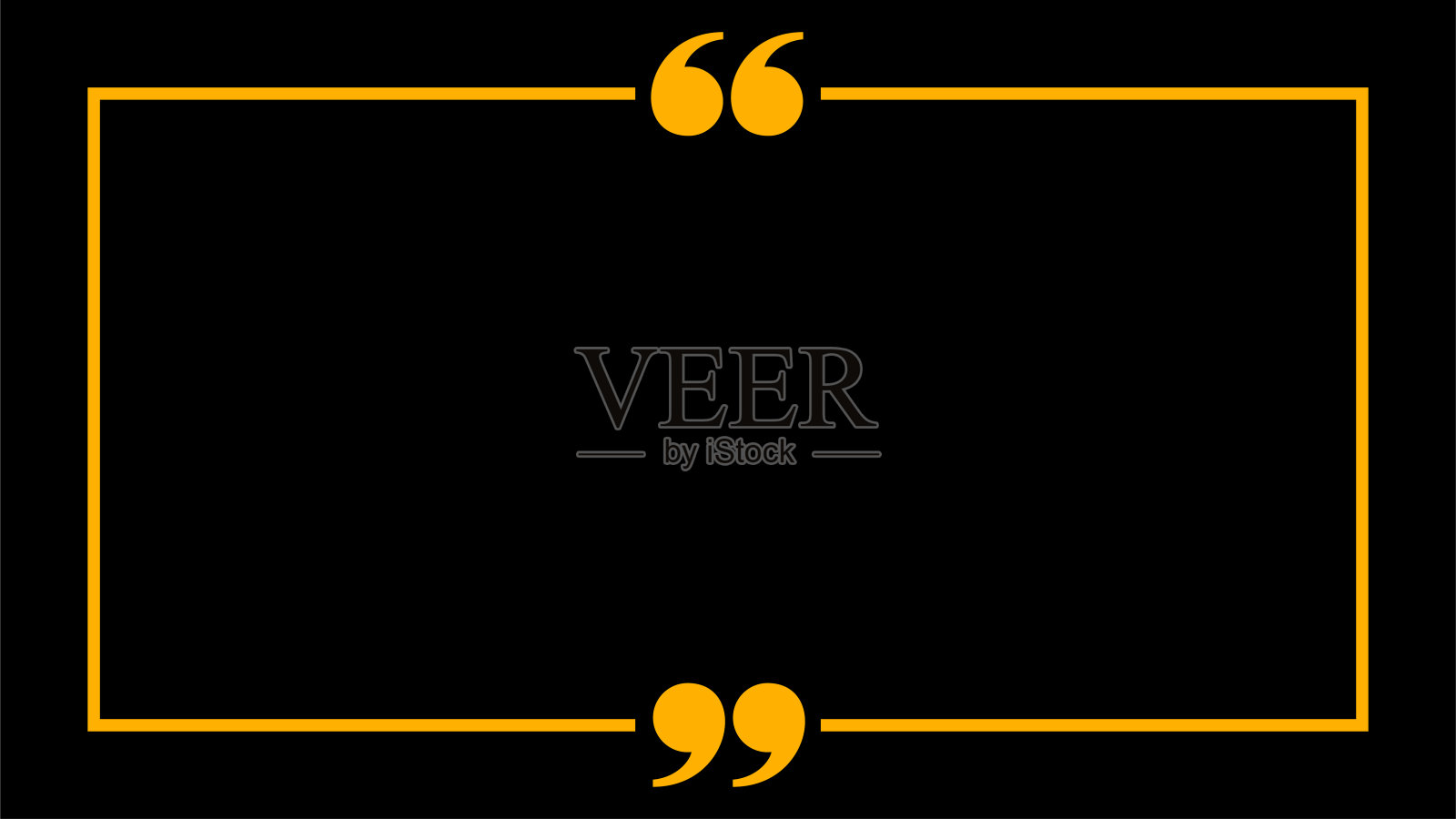 横幅框架与引号,逗号符号为背景,复制空间,引用方形气泡图标,引用框架模板橙色上黑色插画图片素材