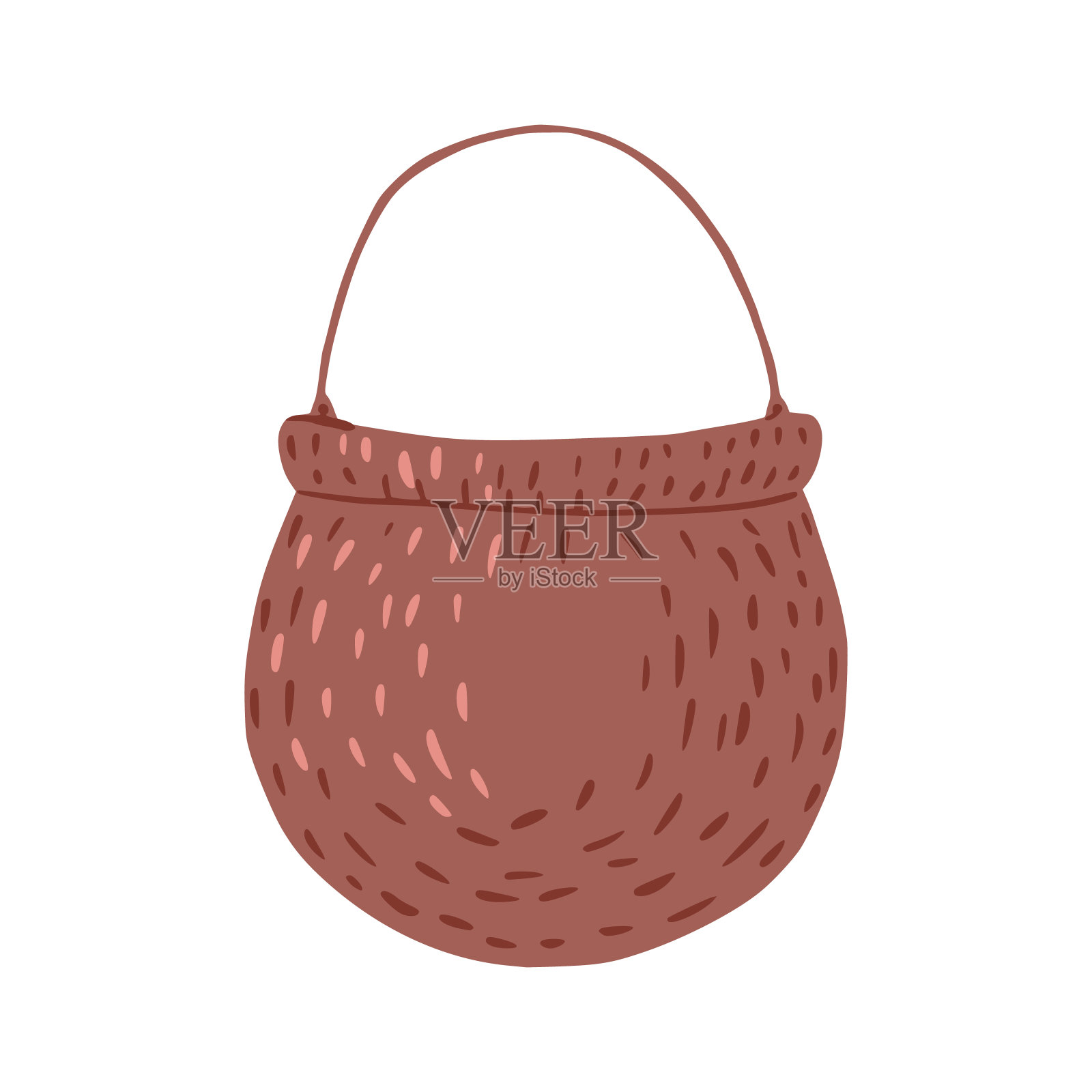 大锅孤立在白色背景上。万圣节元素手绘。插画图片素材