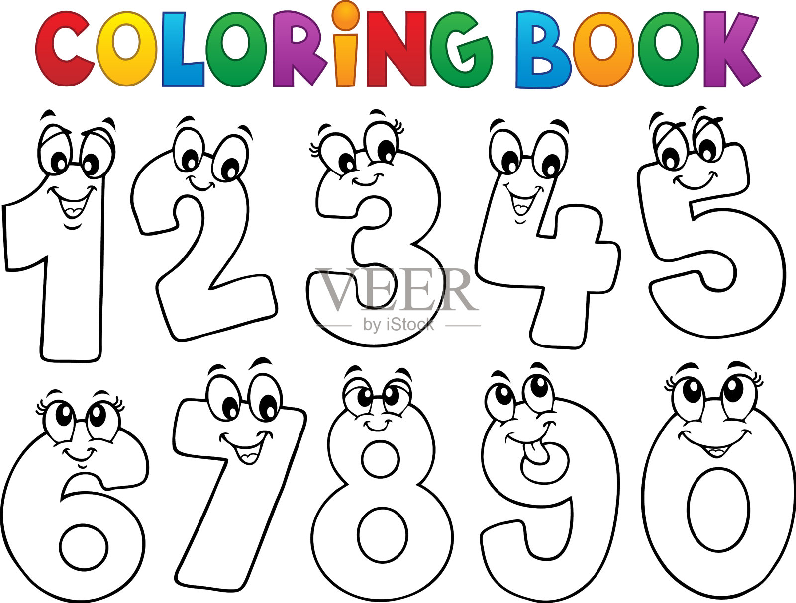 彩色书卡通数字集1插画图片素材