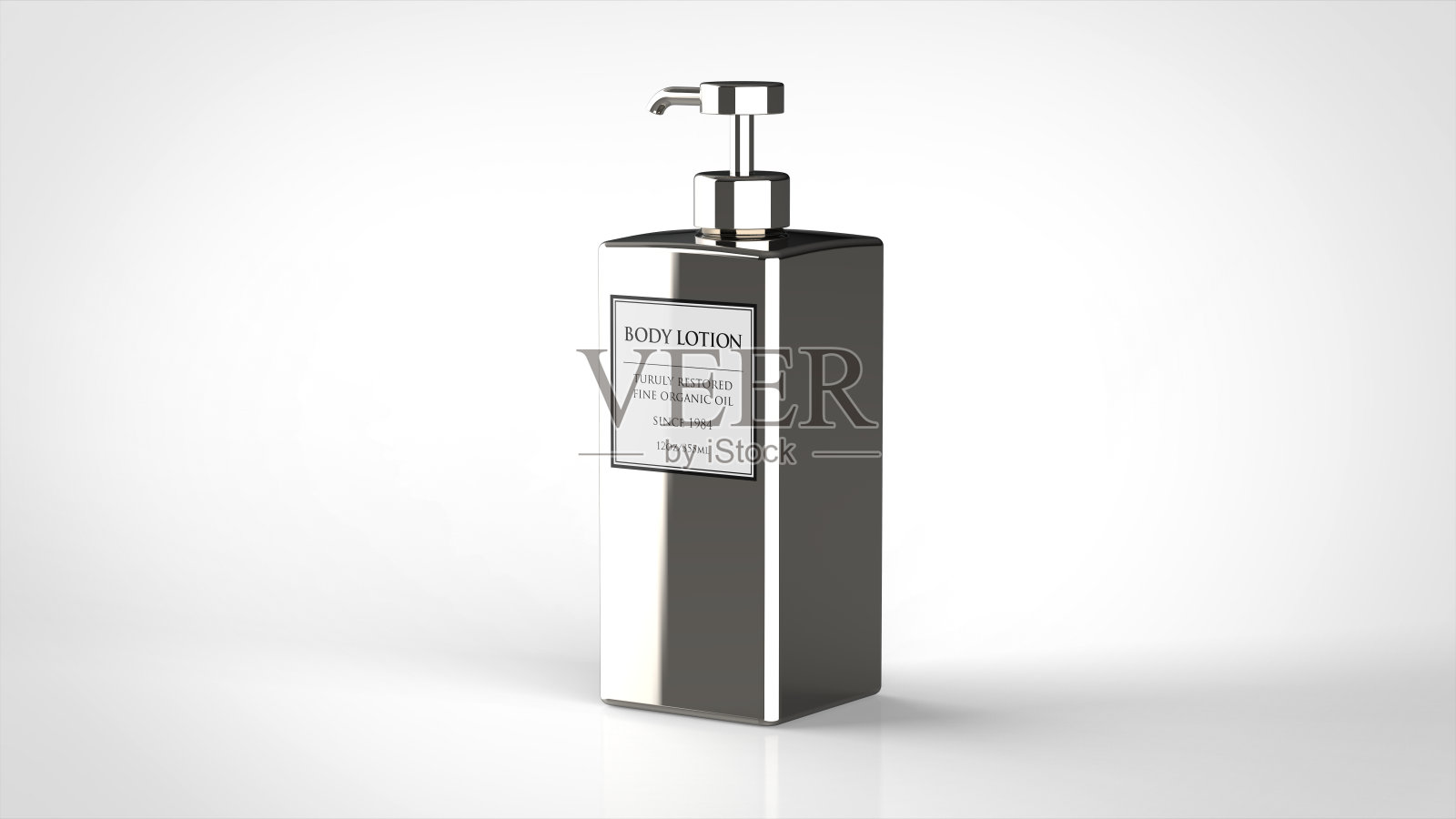 瓶子金属身体乳液角度3d渲染照片摄影图片