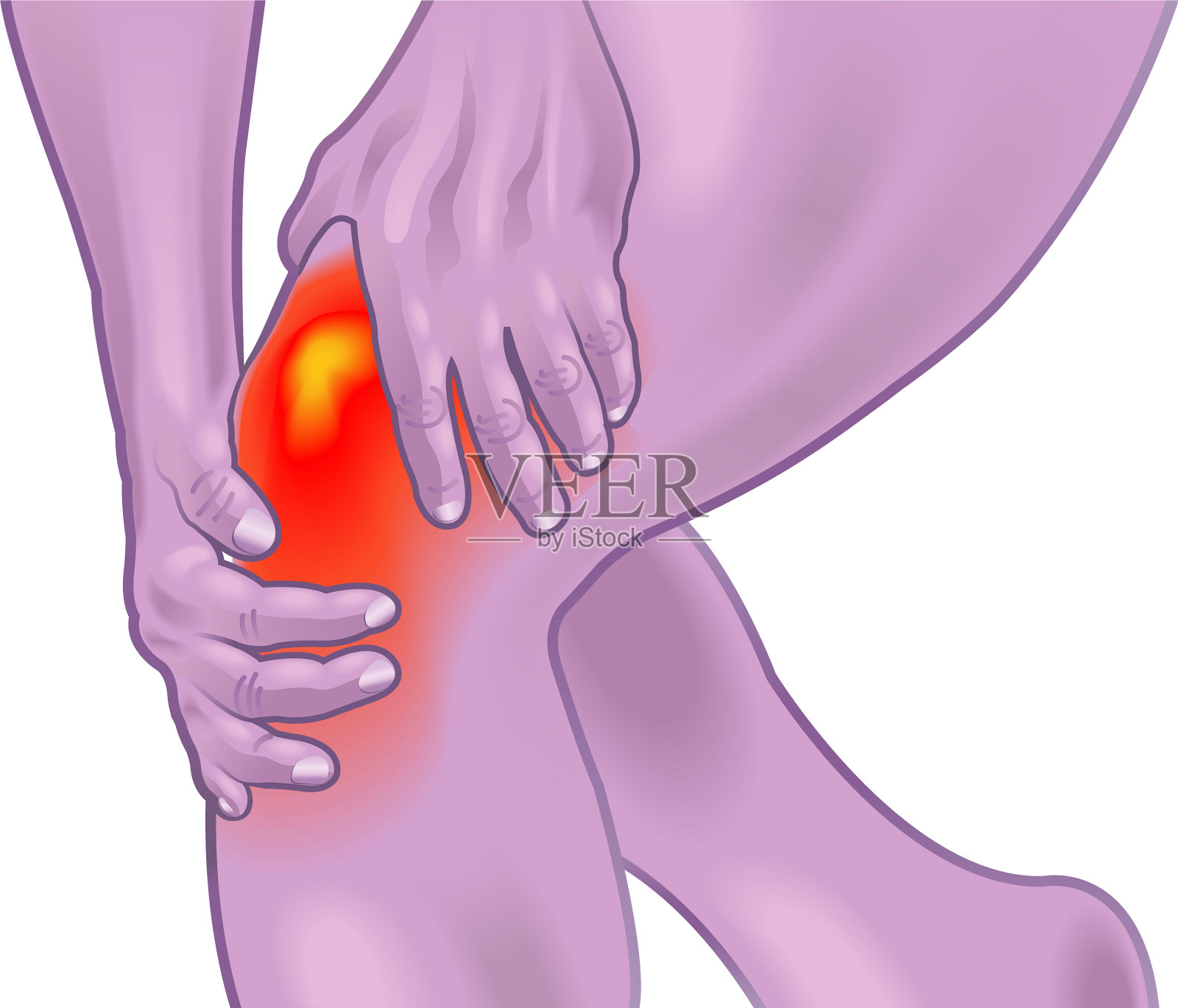 膝盖疼痛插画图片素材