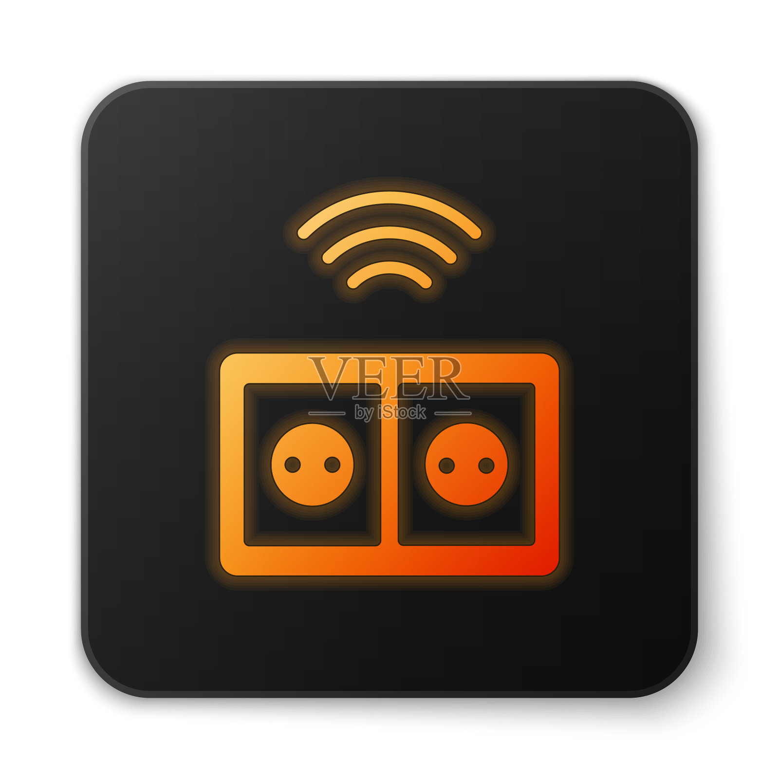 橙色发光霓虹灯智能电源插座系统图标素材