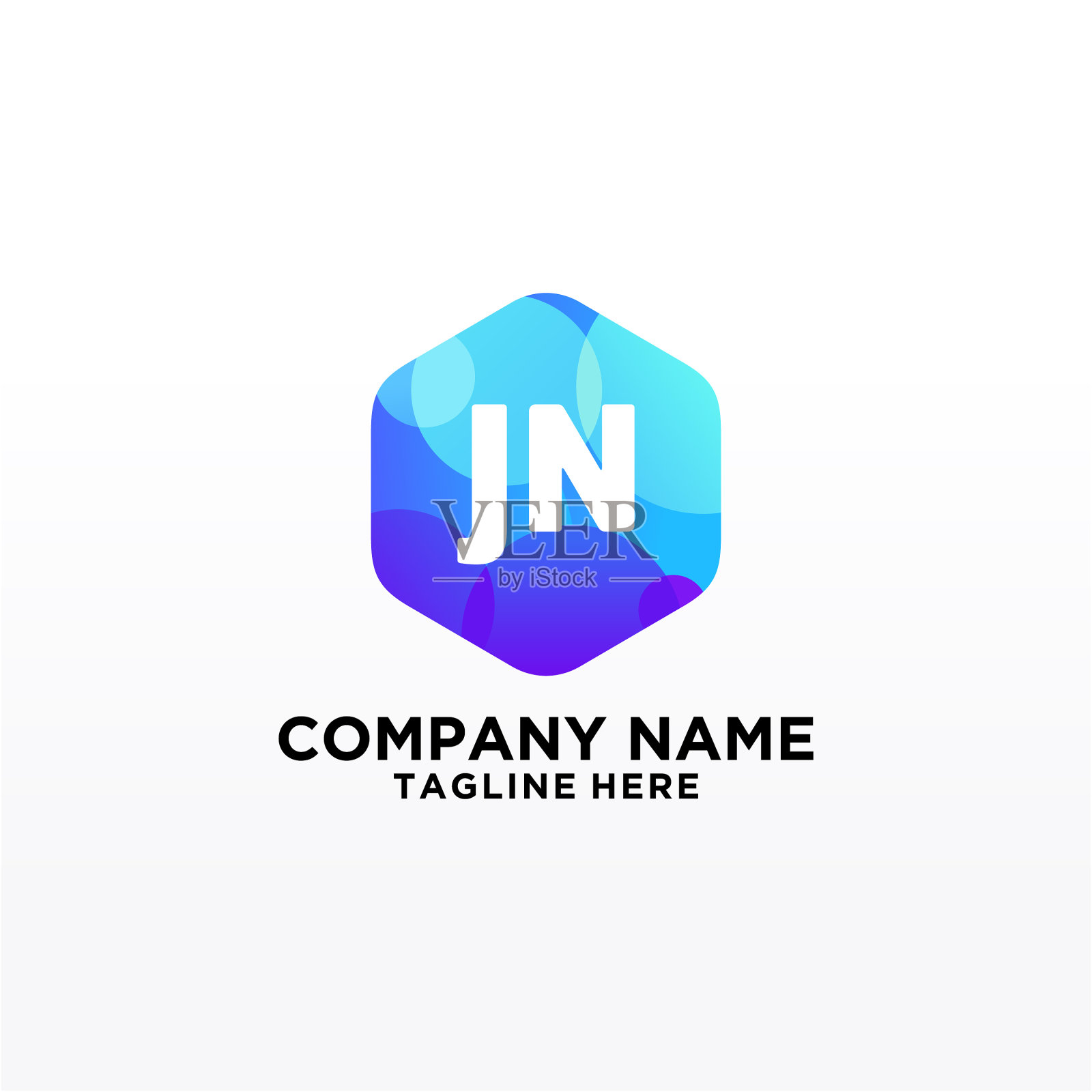 Jn初始标志与彩色圆模板插画图片素材