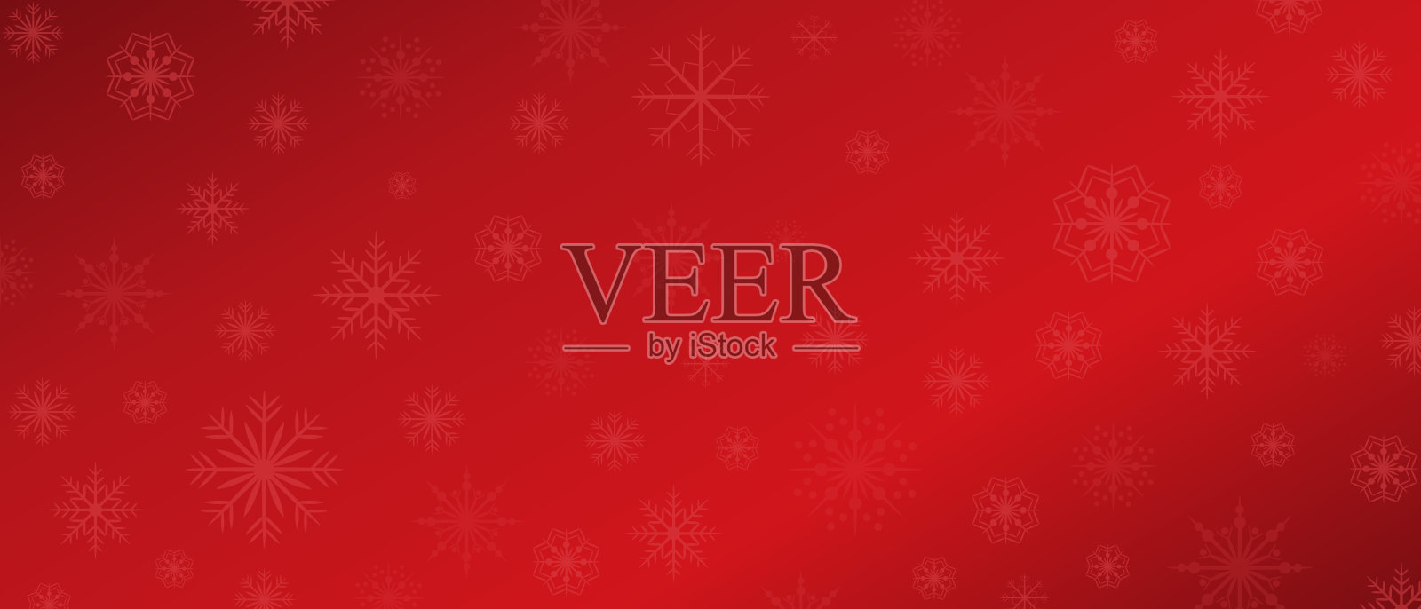 圣诞背景与大的和小的雪花在红色的背景。冬季横幅与复制空间。插画图片素材