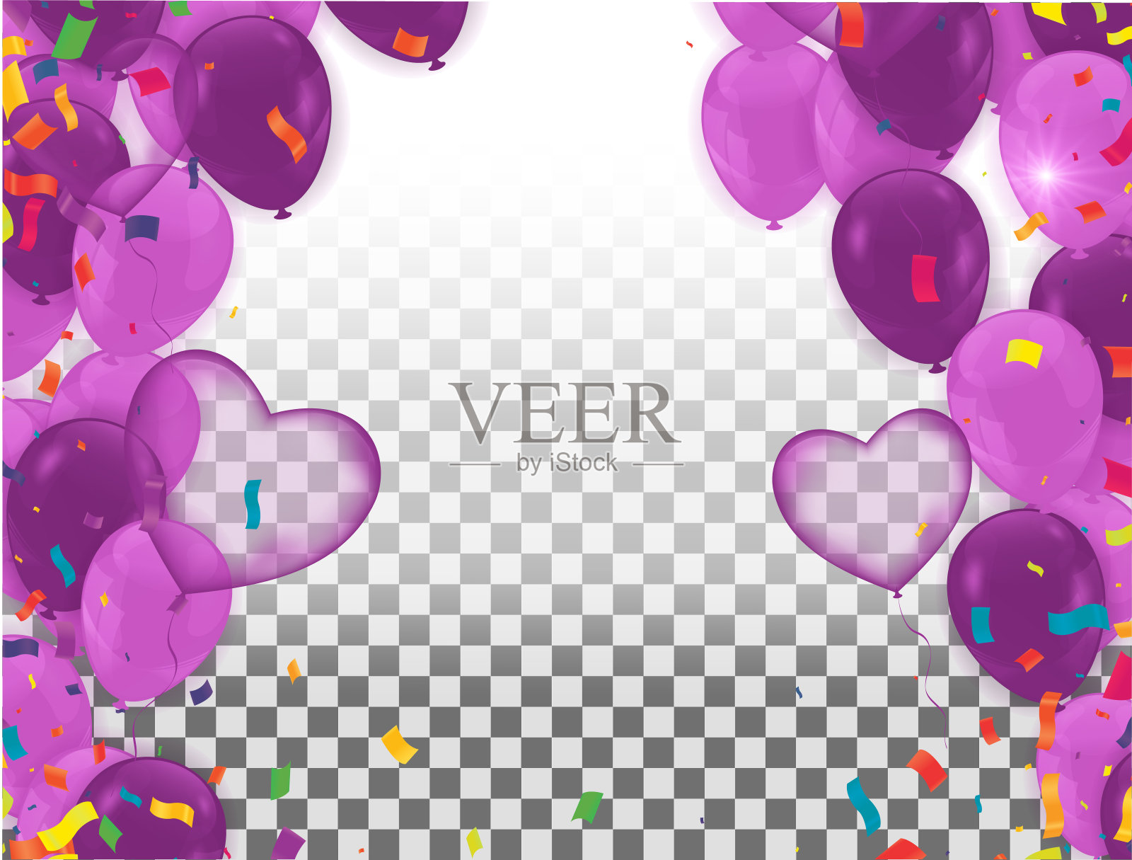 庆祝活动由各种颜色的气球组成,主要的颜色是紫色,用于许多选美和派对。插画图片素材