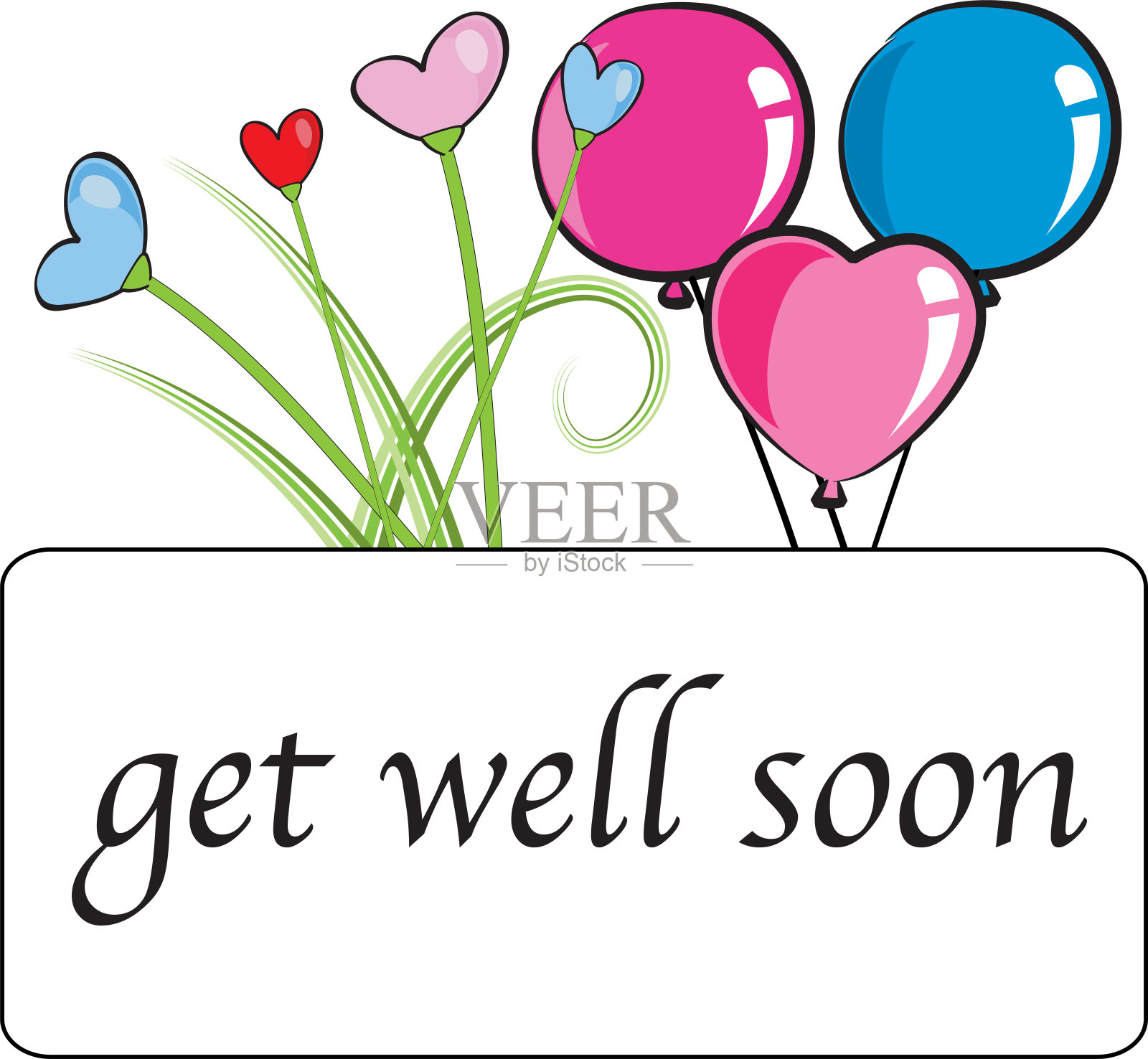 早日康复矢量卡通贺卡背景设计模板素材