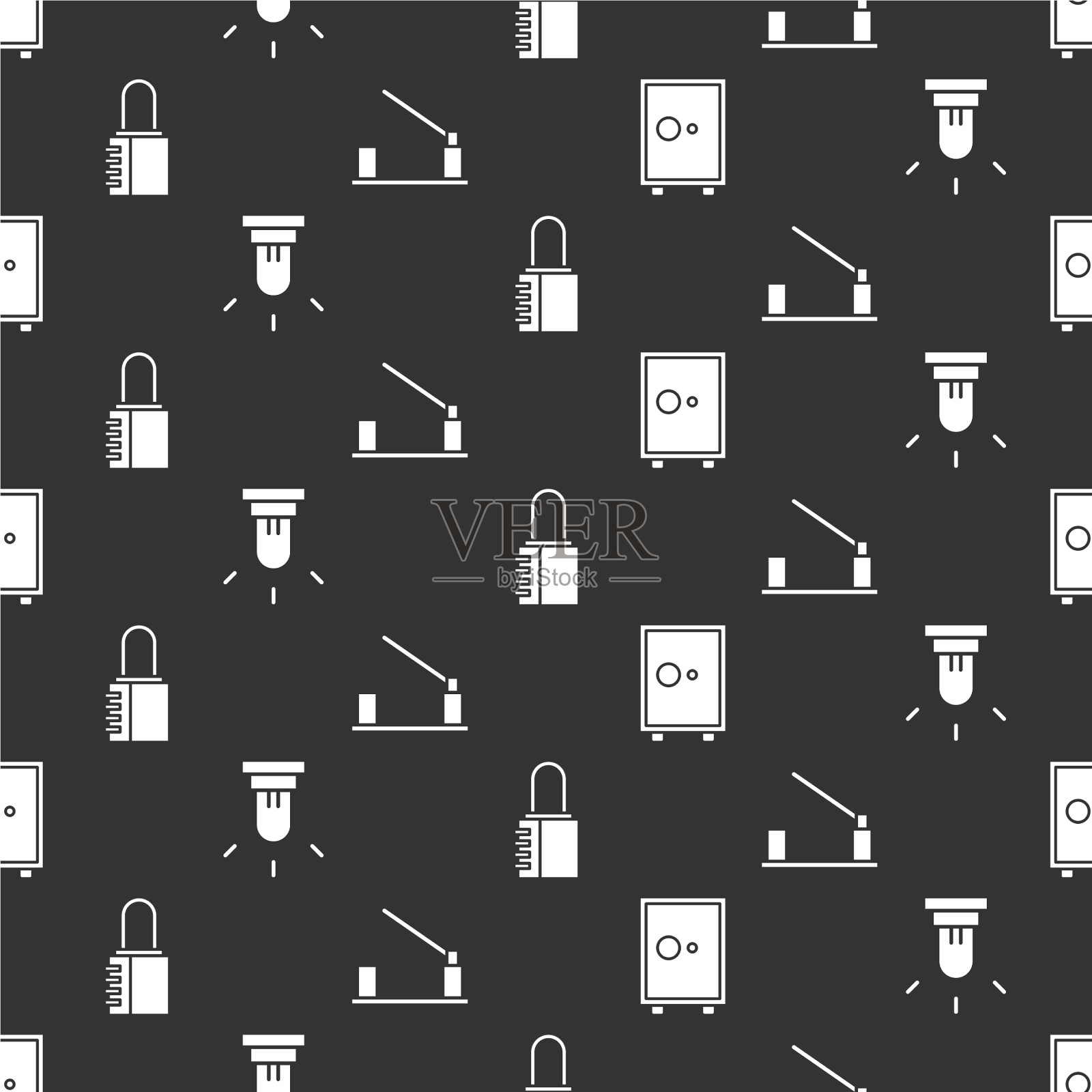 设置安全运动传感器安全组合锁和图标素材