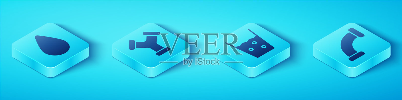 设置等距水滴工业金属管图标素材