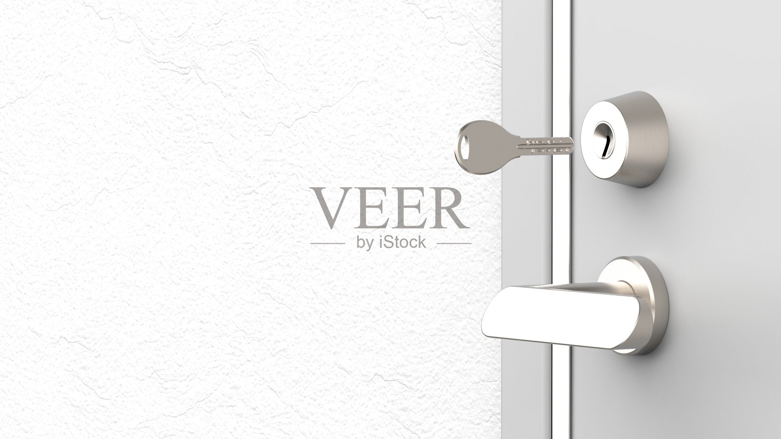 钥匙和钥匙孔和门右3d渲染照片摄影图片