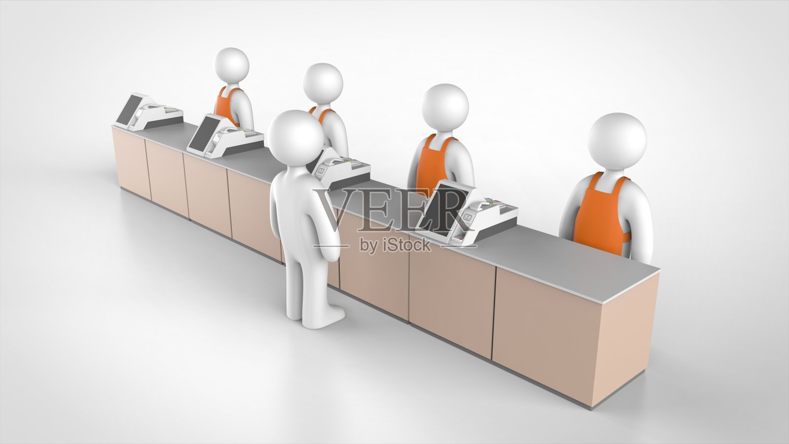 便利店店员和一位顾客3d照片摄影图片