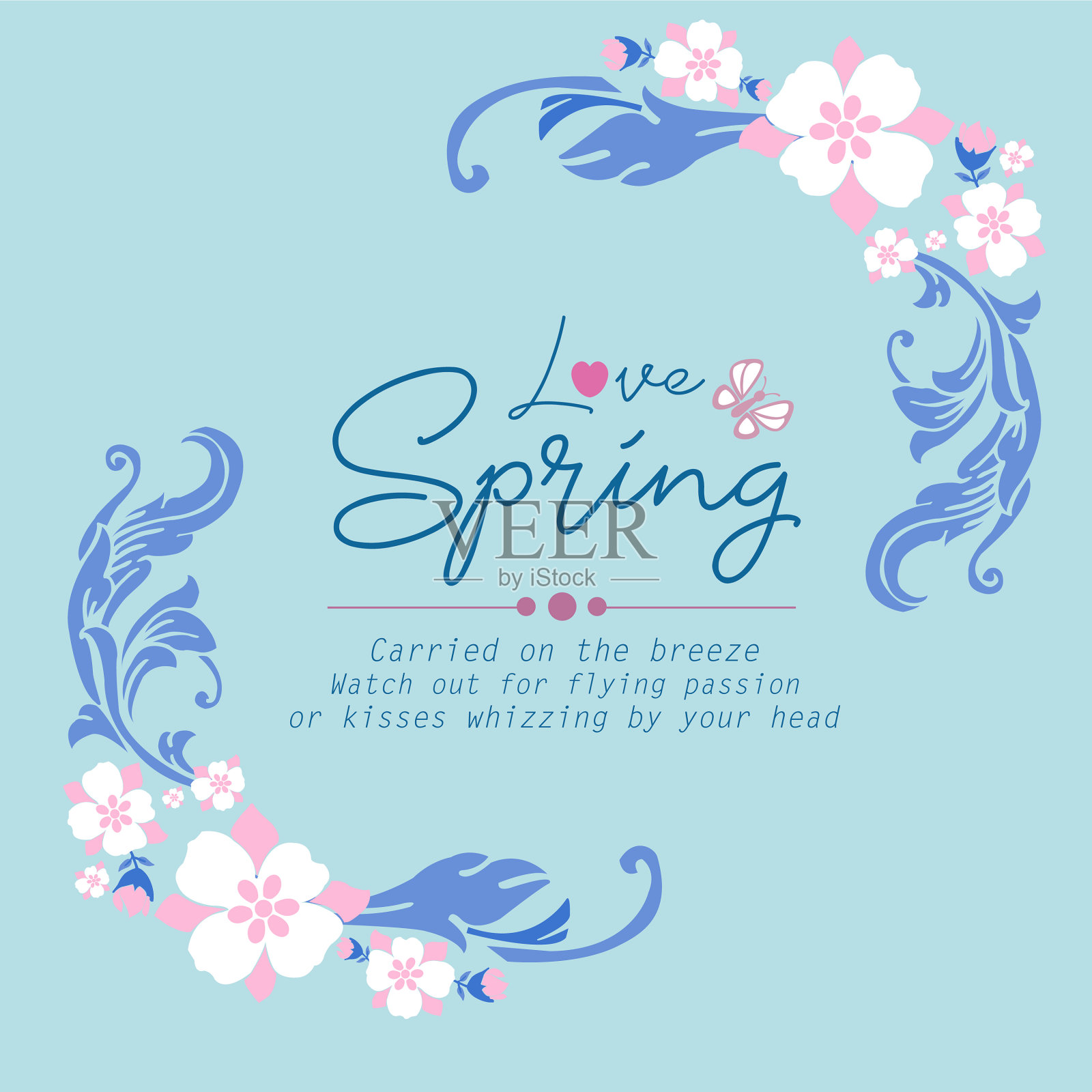 简单的爱情春季请帖概念插画图片素材