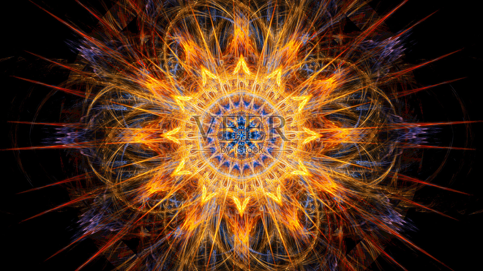 太阳分形银河时钟表盘面没有数字照片摄影图片