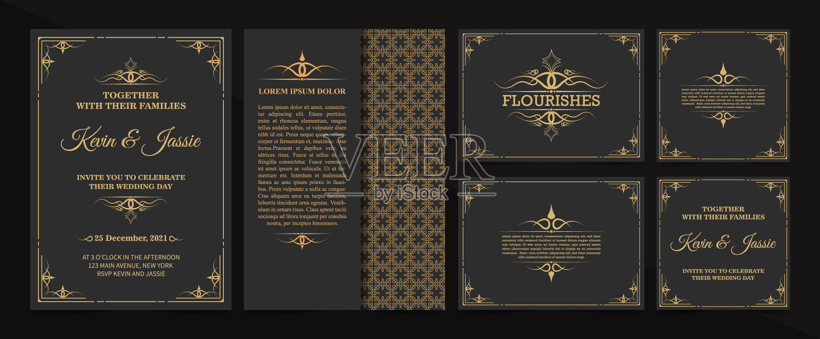 收集邀请卡设计复古风格插画图片素材