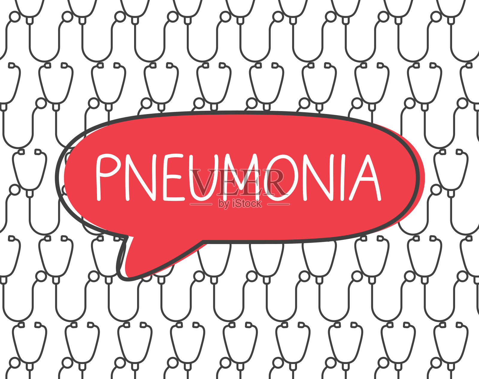 听诊器型肺炎插画图片素材