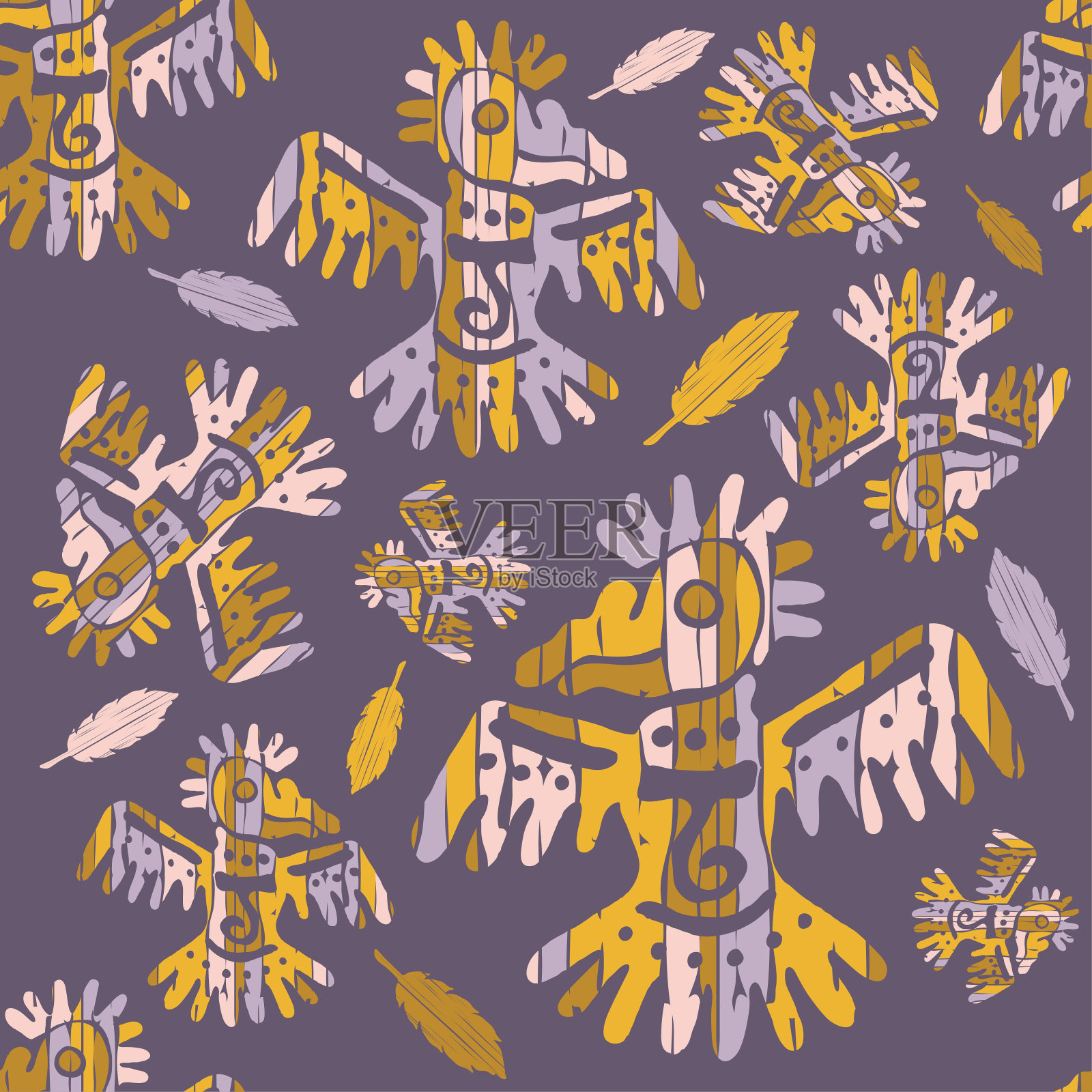 鹰和羽毛。护身符。美国印第安人的配件。插画图片素材