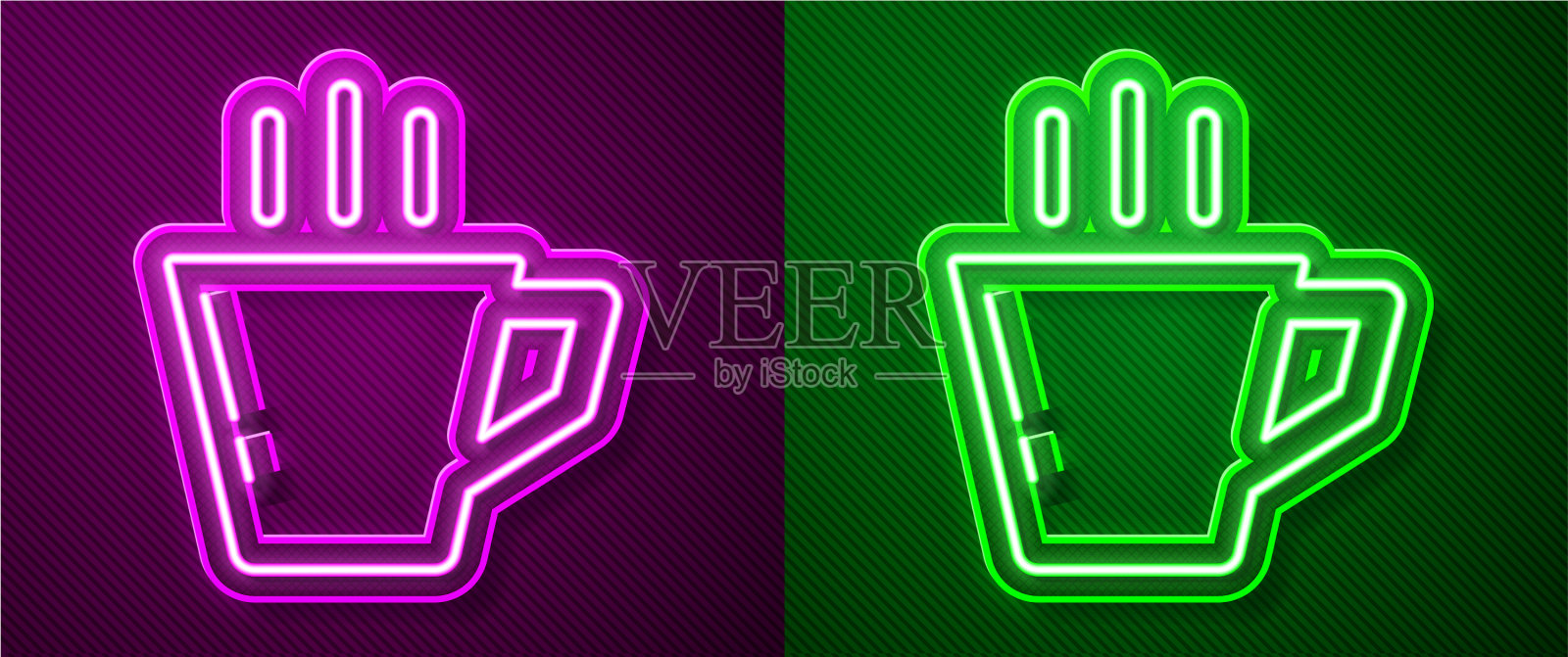 霓虹灯线咖啡杯图标孤立插画图片素材