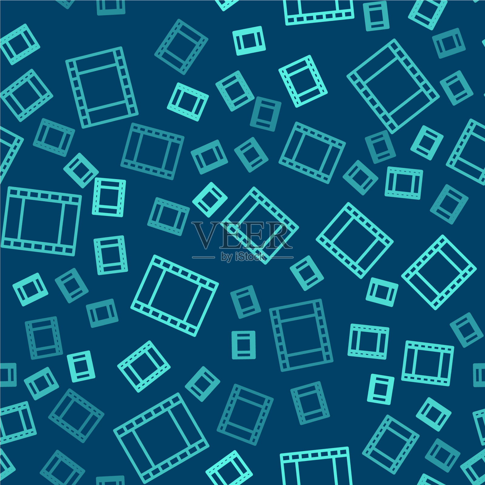 绿线播放视频图标隔离无缝插画图片素材