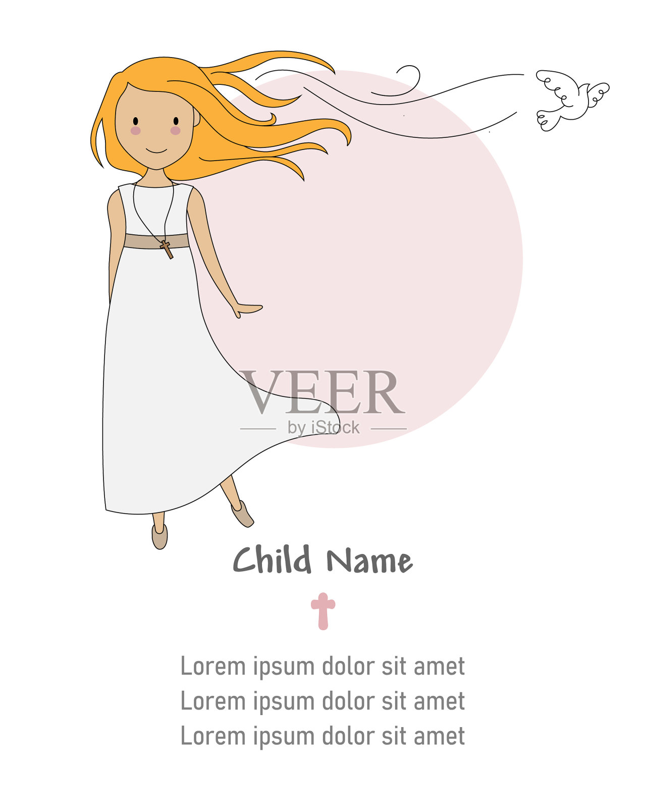 邀请我的第一个圣餐女孩插画图片素材