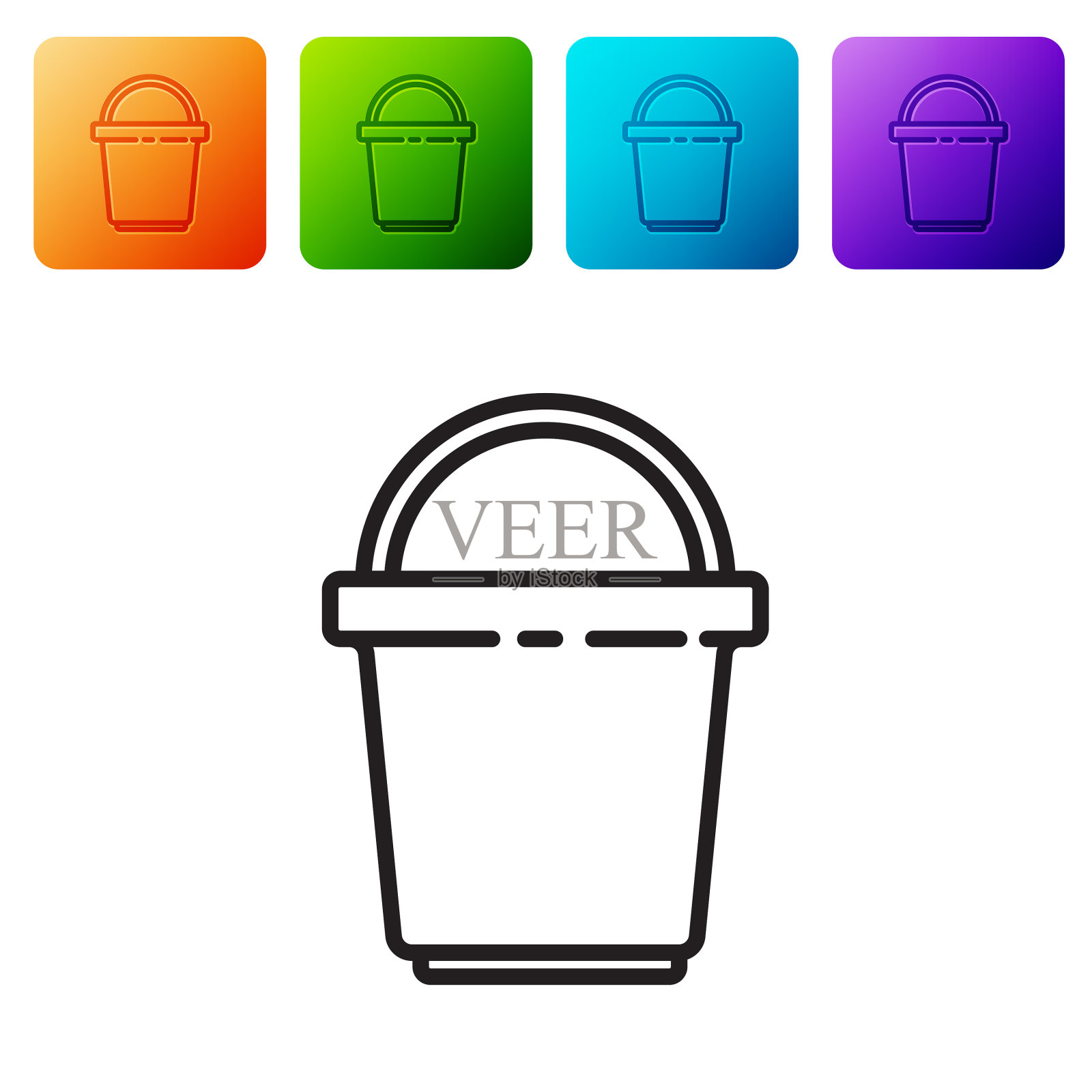 黑线桶图标隔离在白色插画图片素材