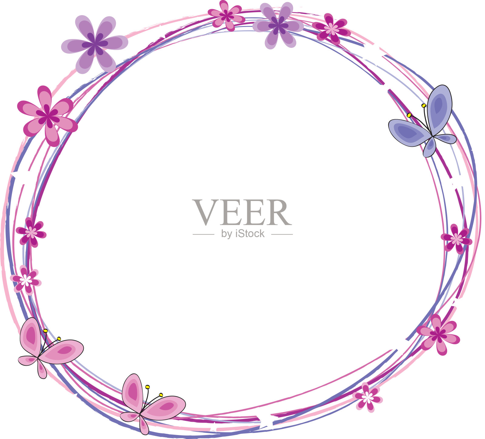 矢量卡通贺卡花圆边框背景插画图片素材